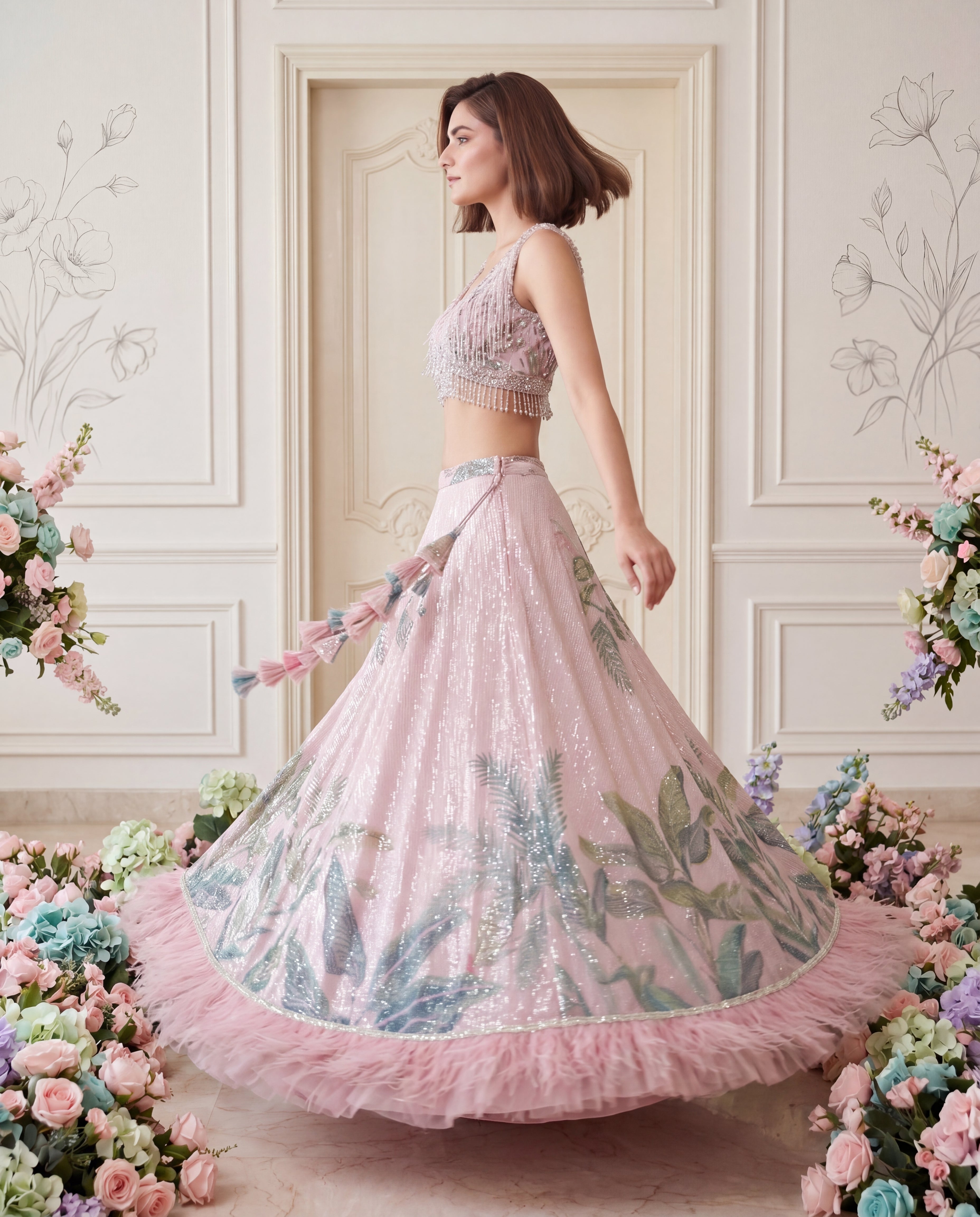 The Blush Radiance Sequin Lehenga Set