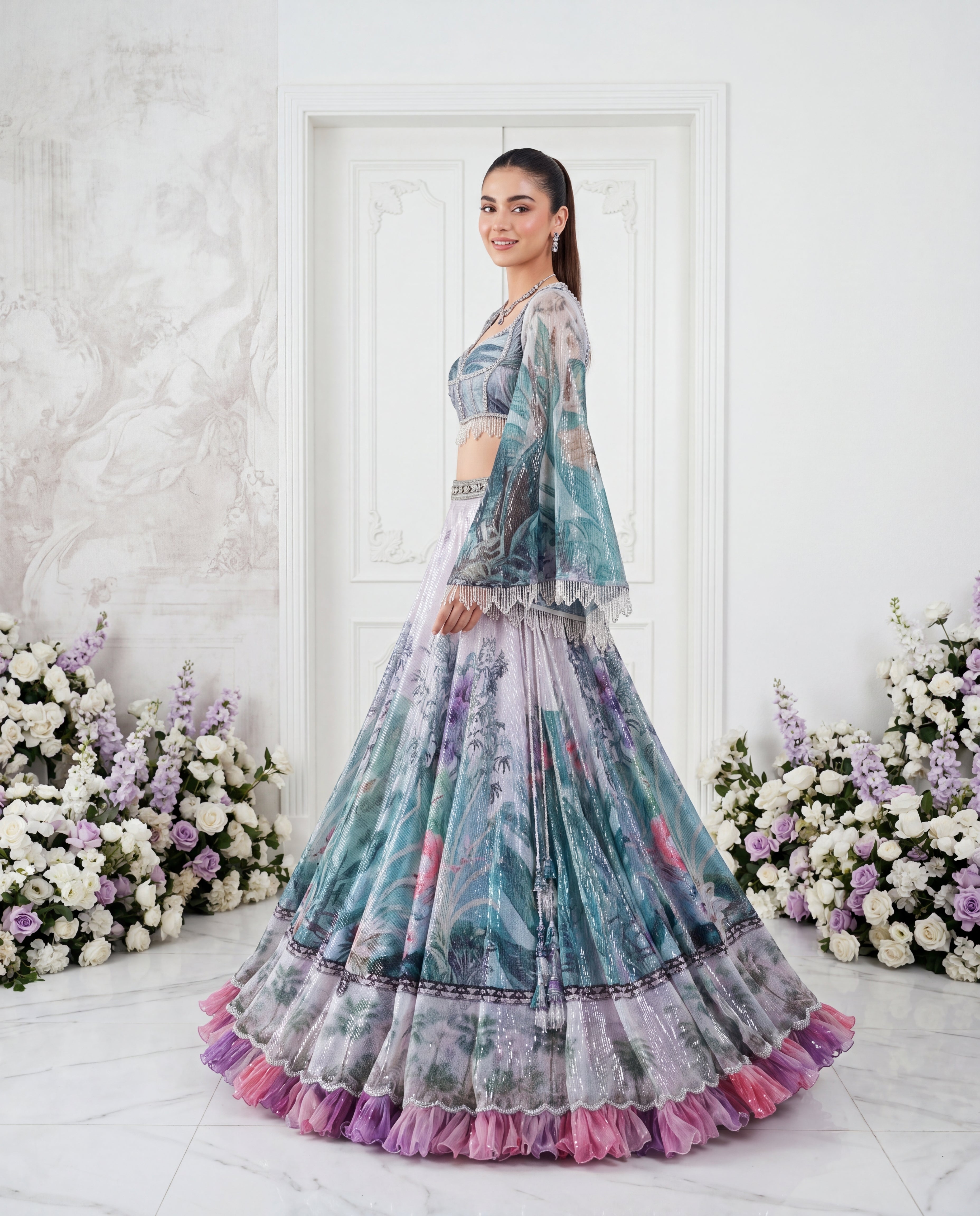 The Azure Orchid Corseted Lehenga Set