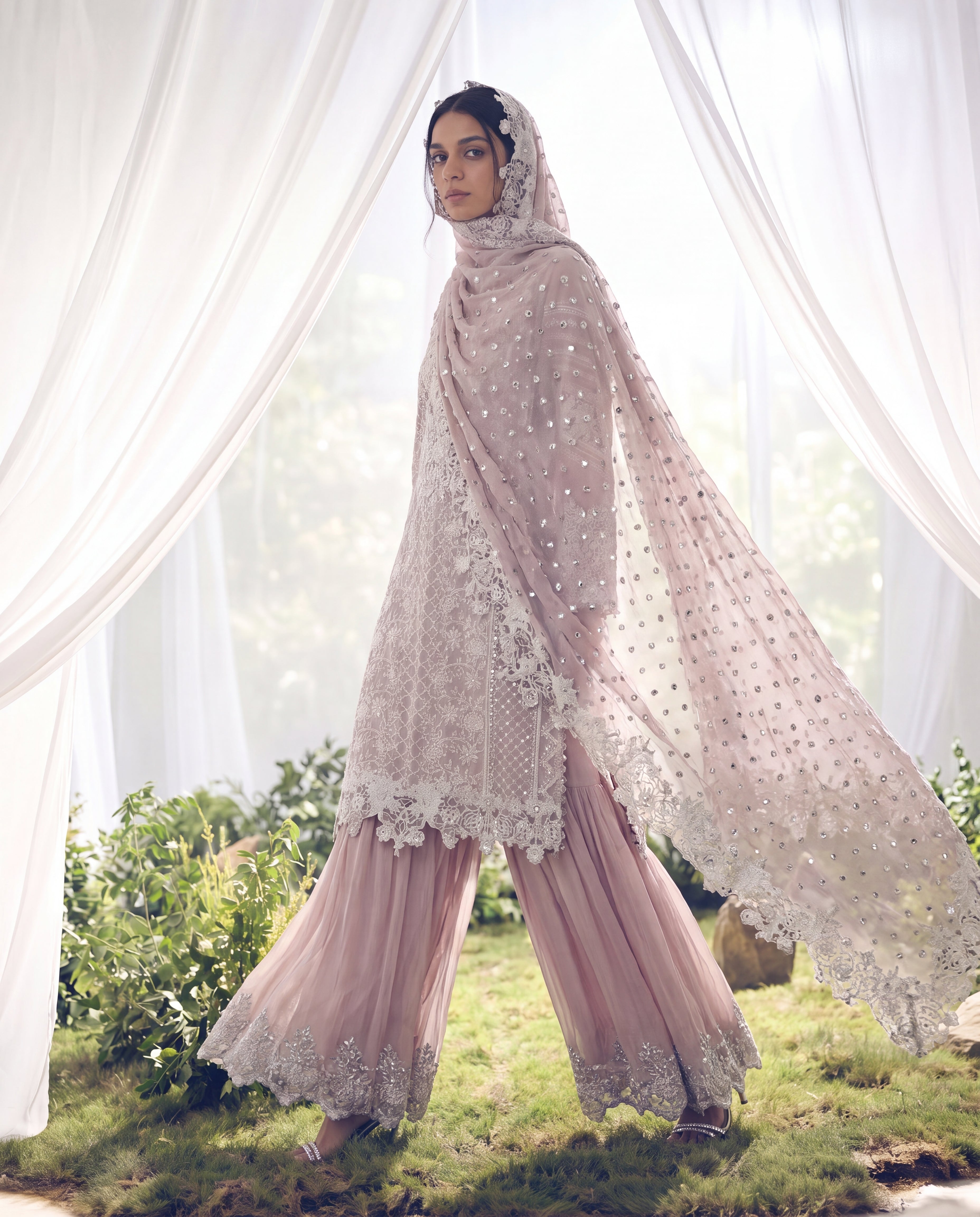 The Mauve Magic Dhaka Set