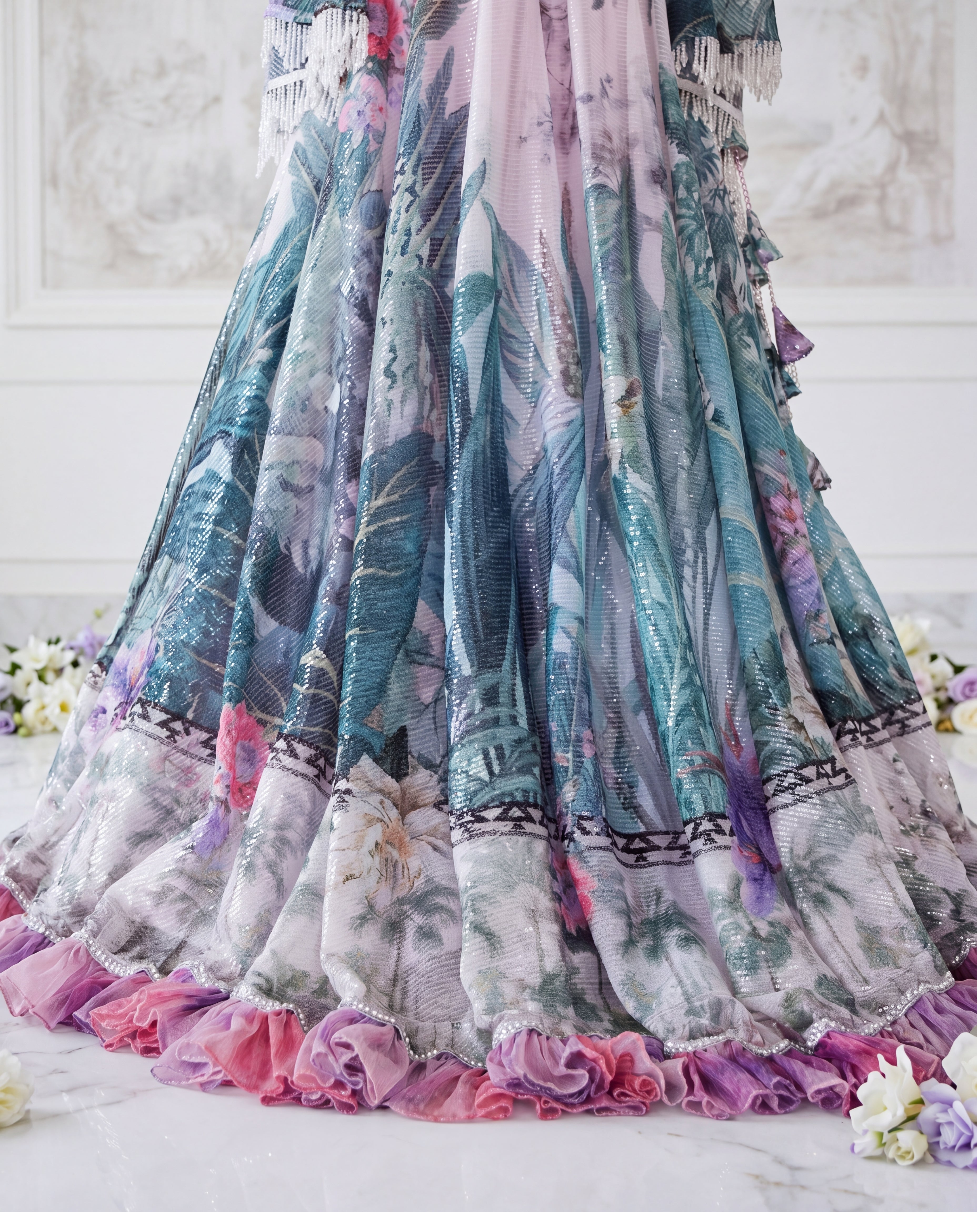 The Azure Orchid Corseted Lehenga Set