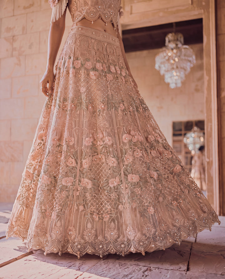 Ivory Rosette Lehenga Set