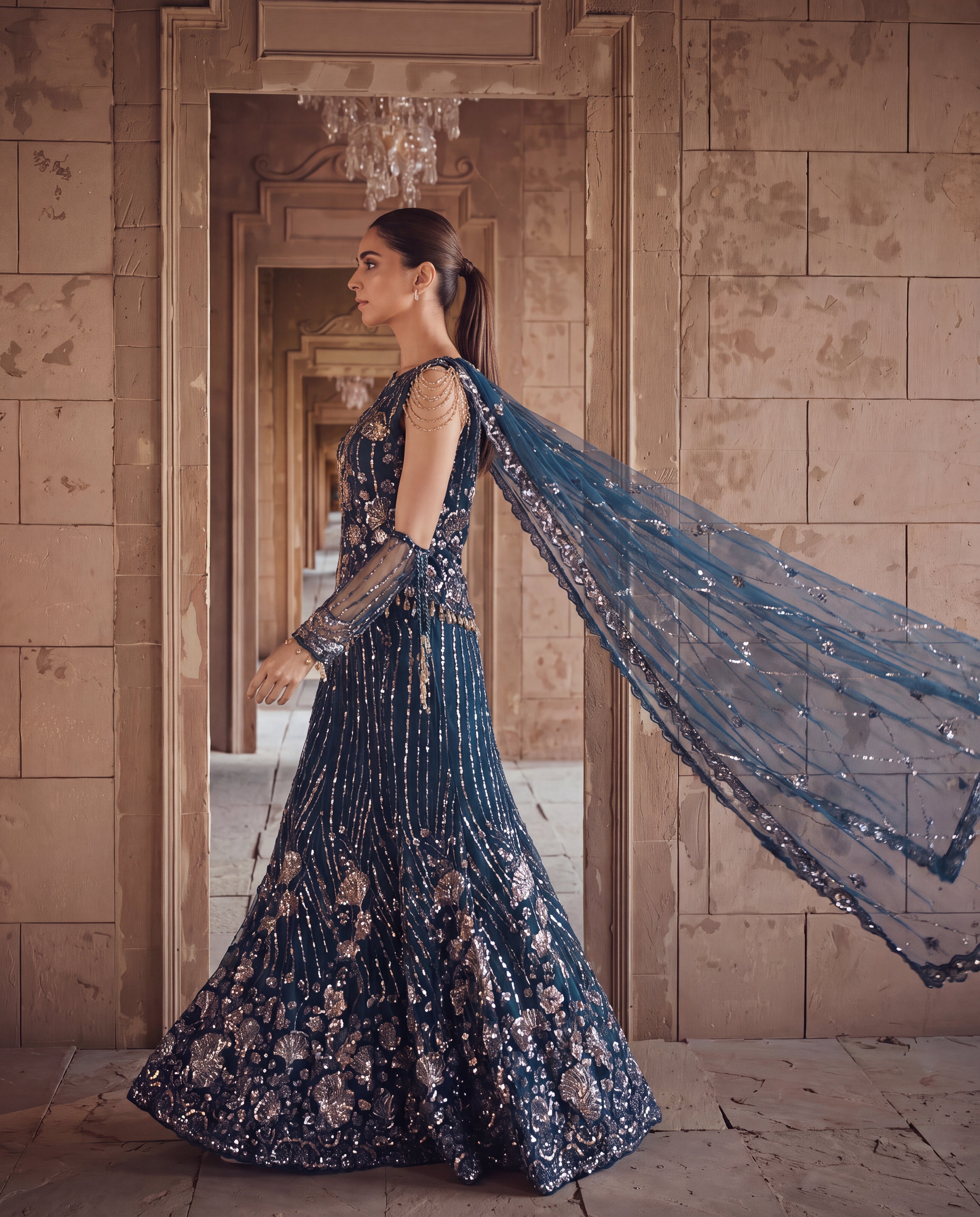 Unstitched The Midnight Monsoon Lehenga Set