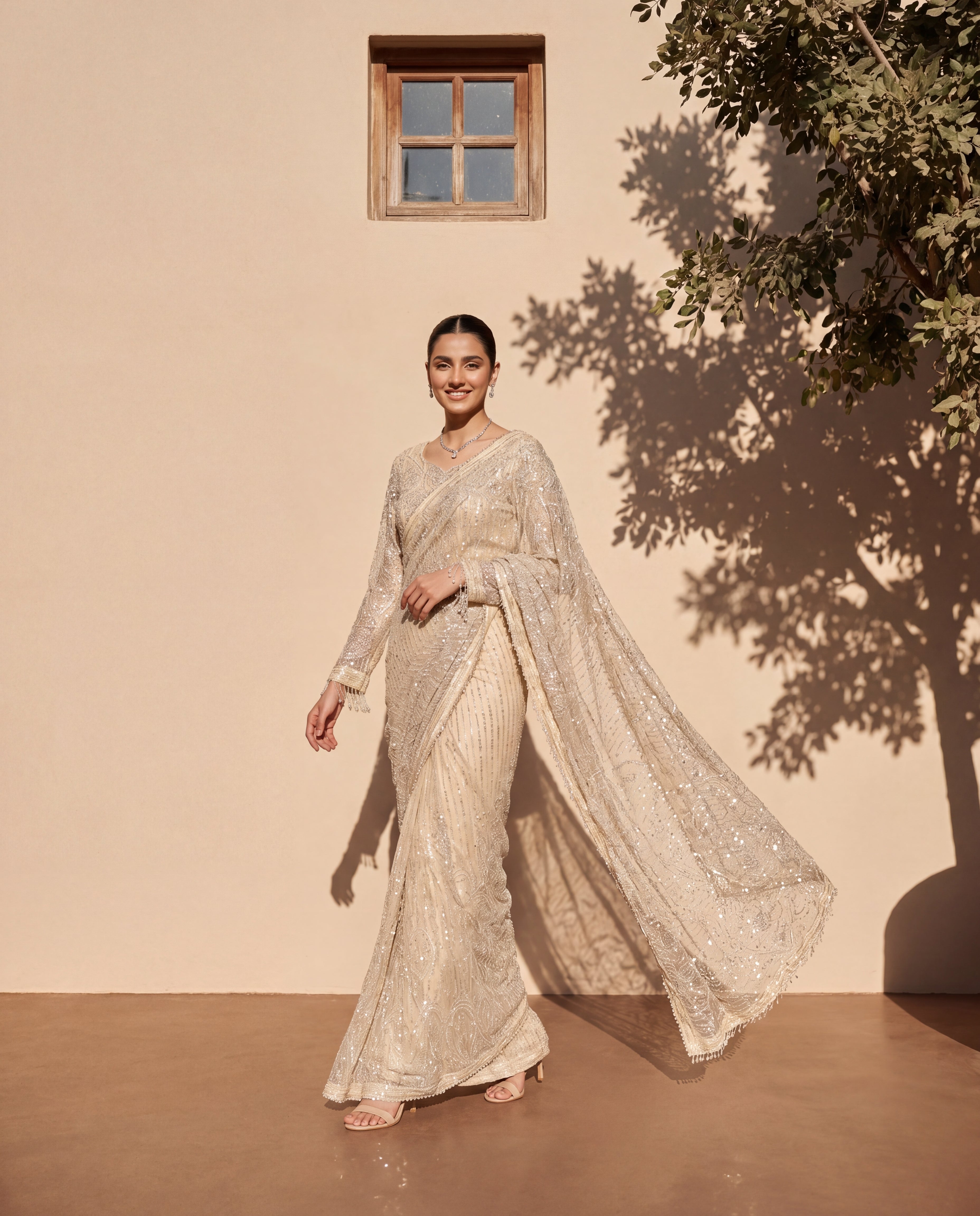 Unstitched The Champagne Shimmer Sequin Saree