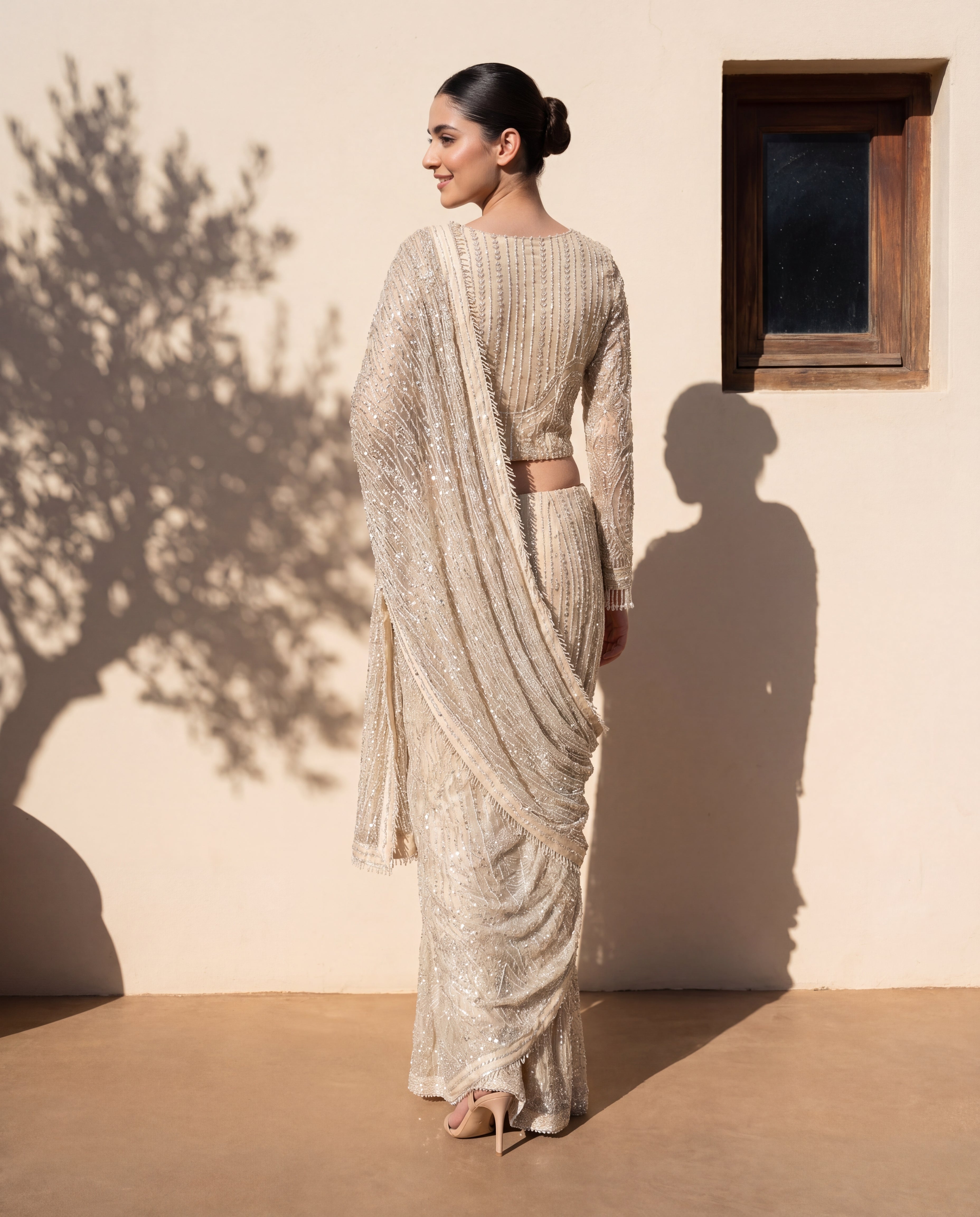 Unstitched The Champagne Shimmer Sequin Saree