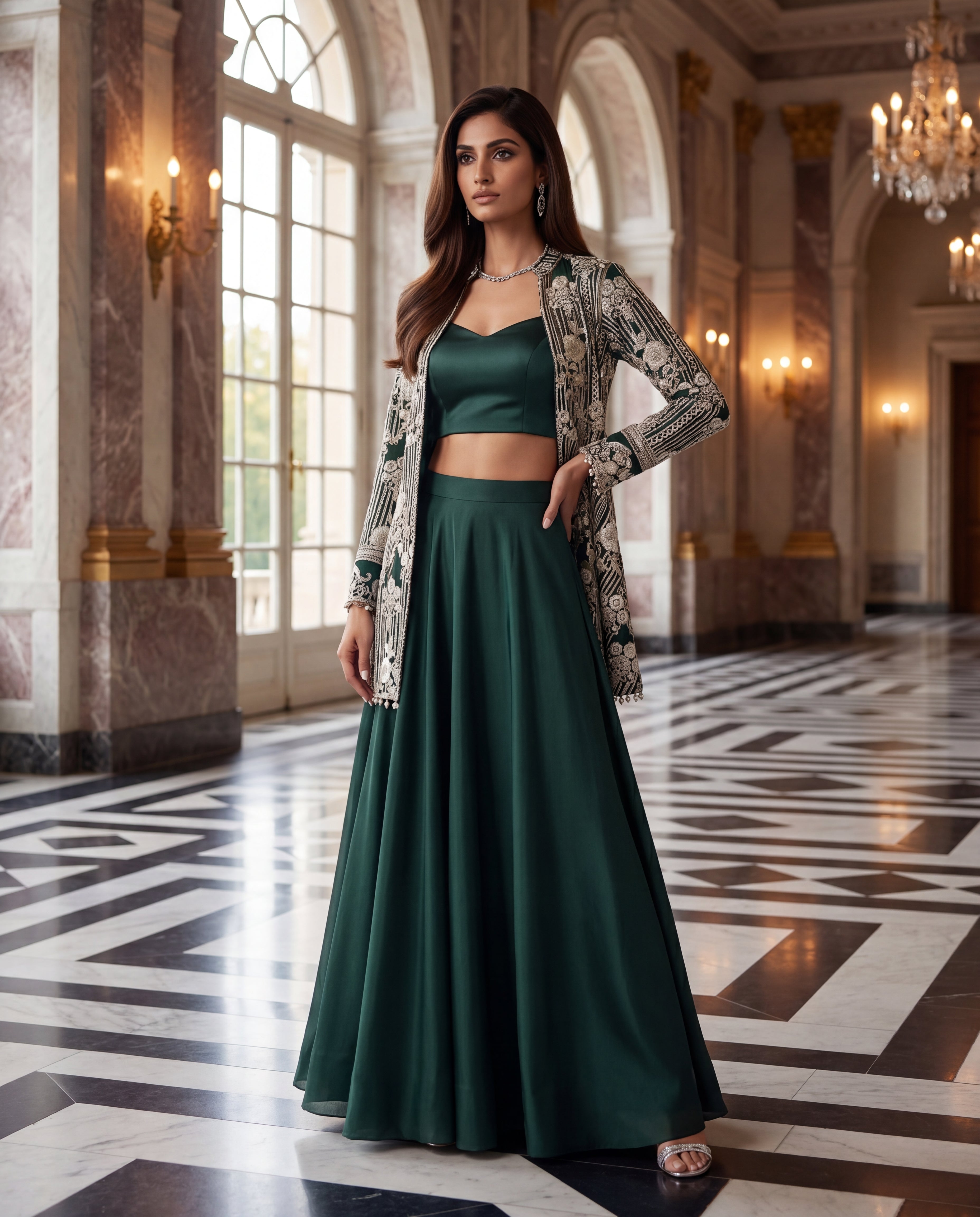 The Emerald Regal Jacket Lehenga Set