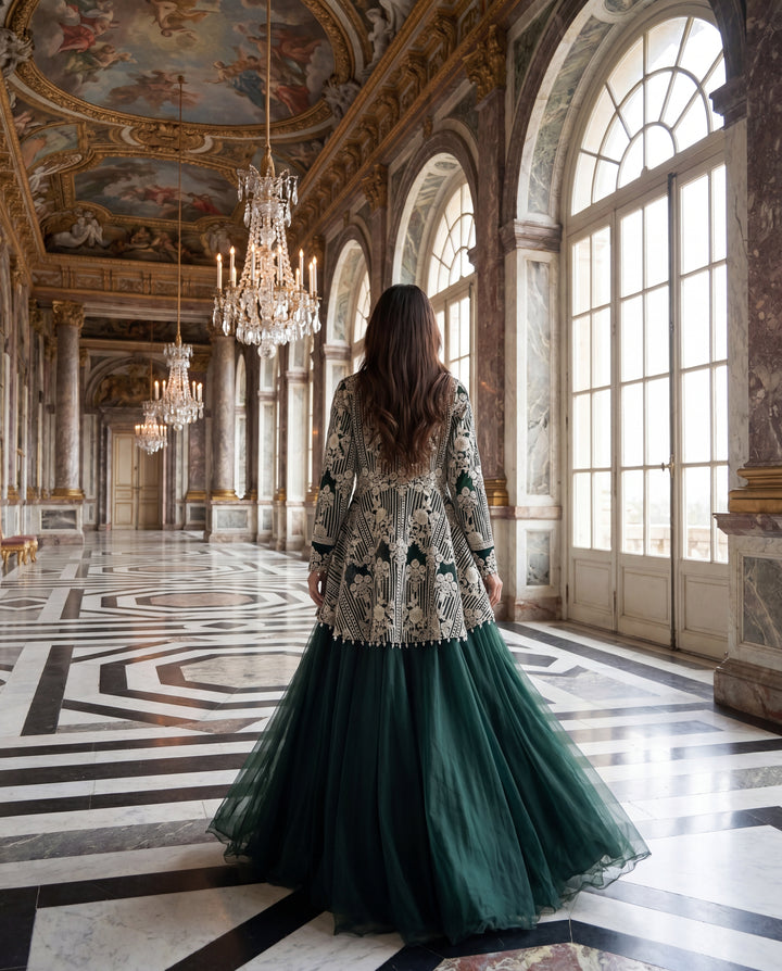 Unstitched The Emerald Regal Jacket Lehenga Set