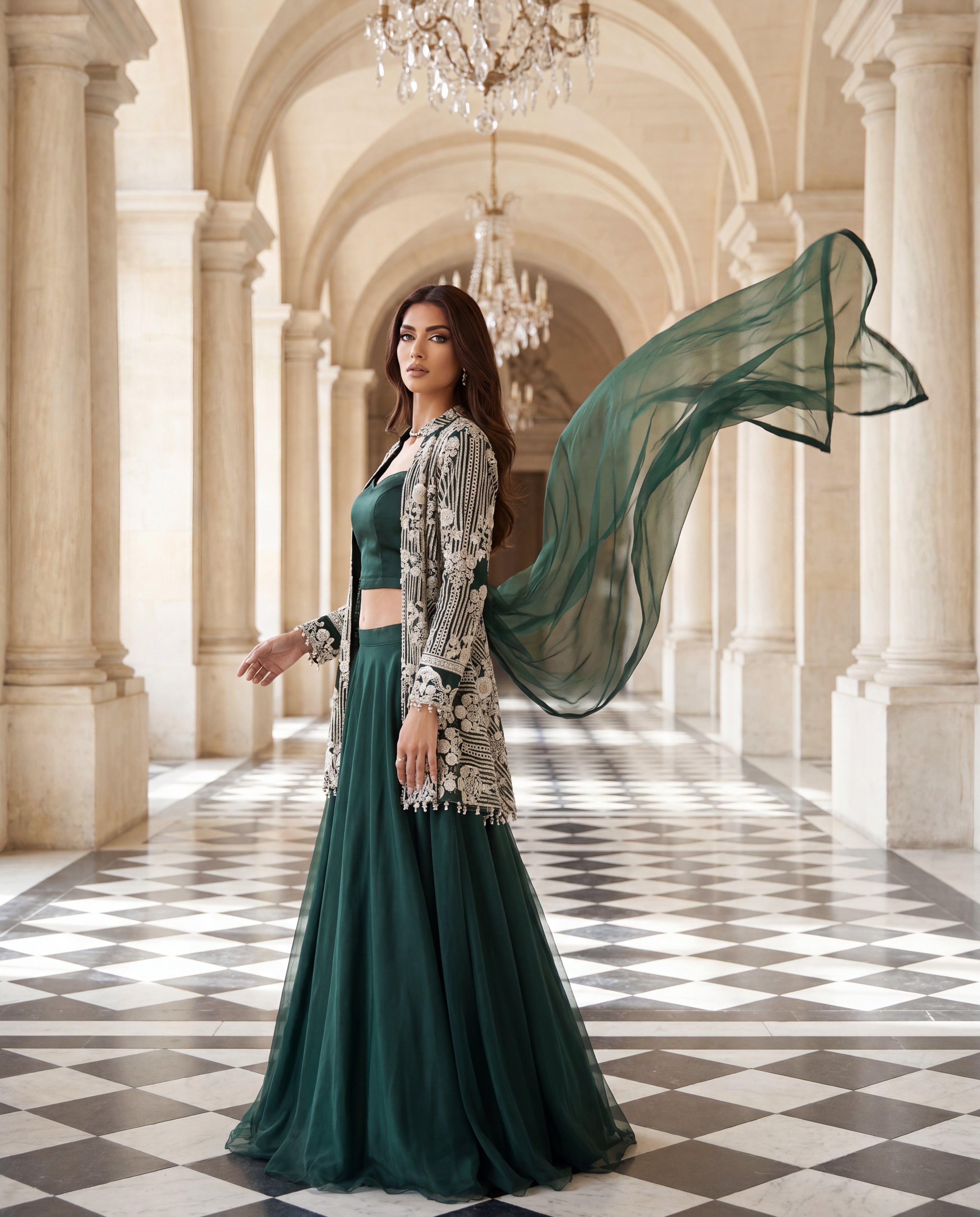The Emerald Regal Jacket Lehenga Set