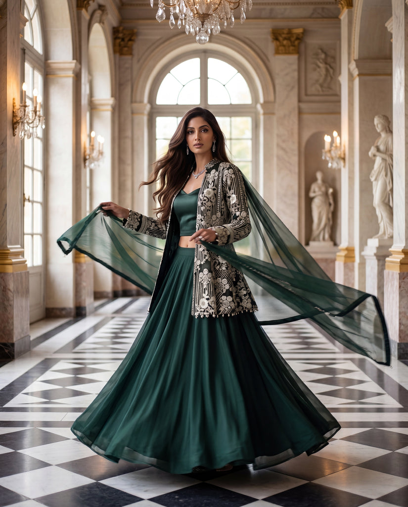 The Emerald Regal Jacket Lehenga Set