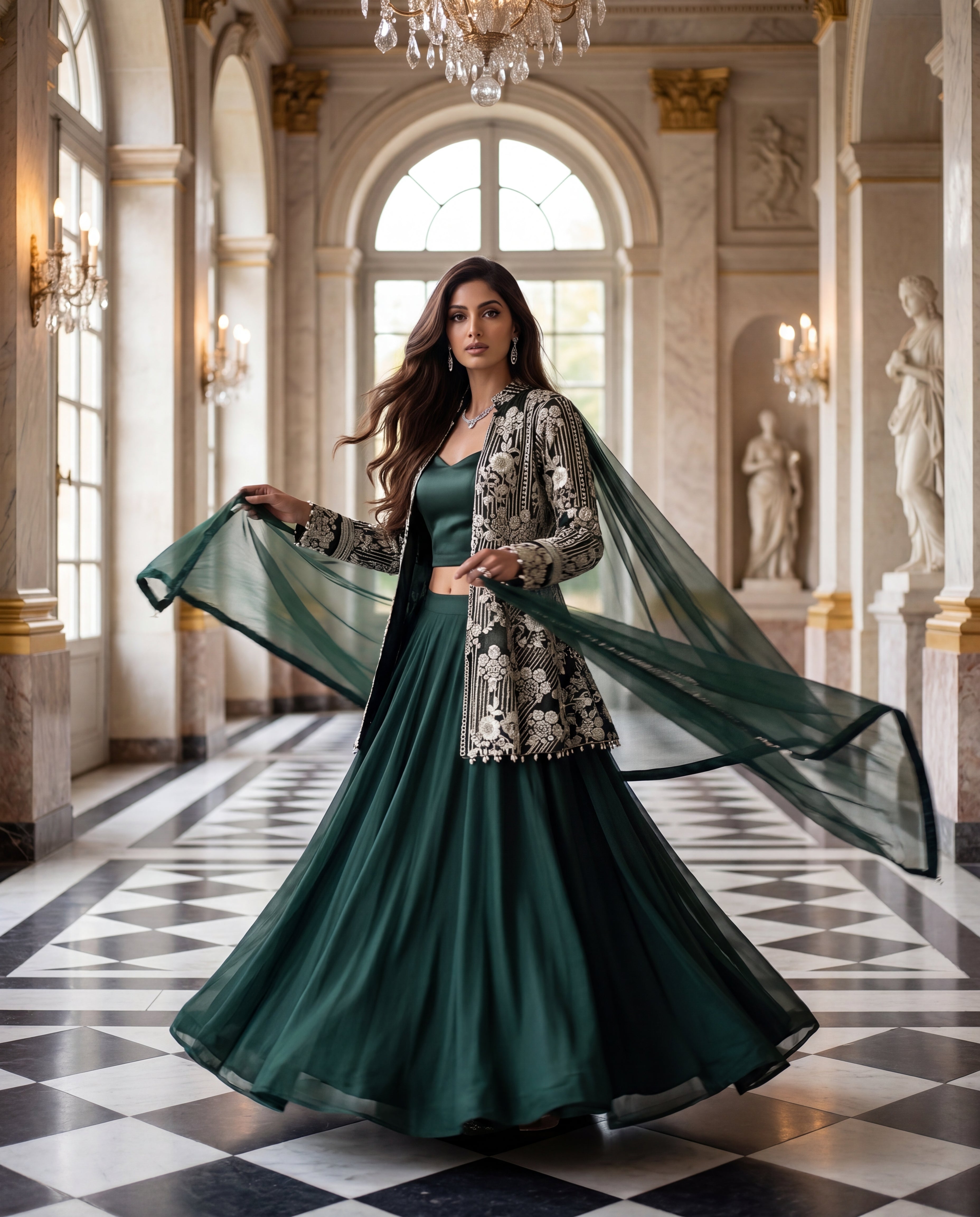 The Emerald Regal Jacket Lehenga Set