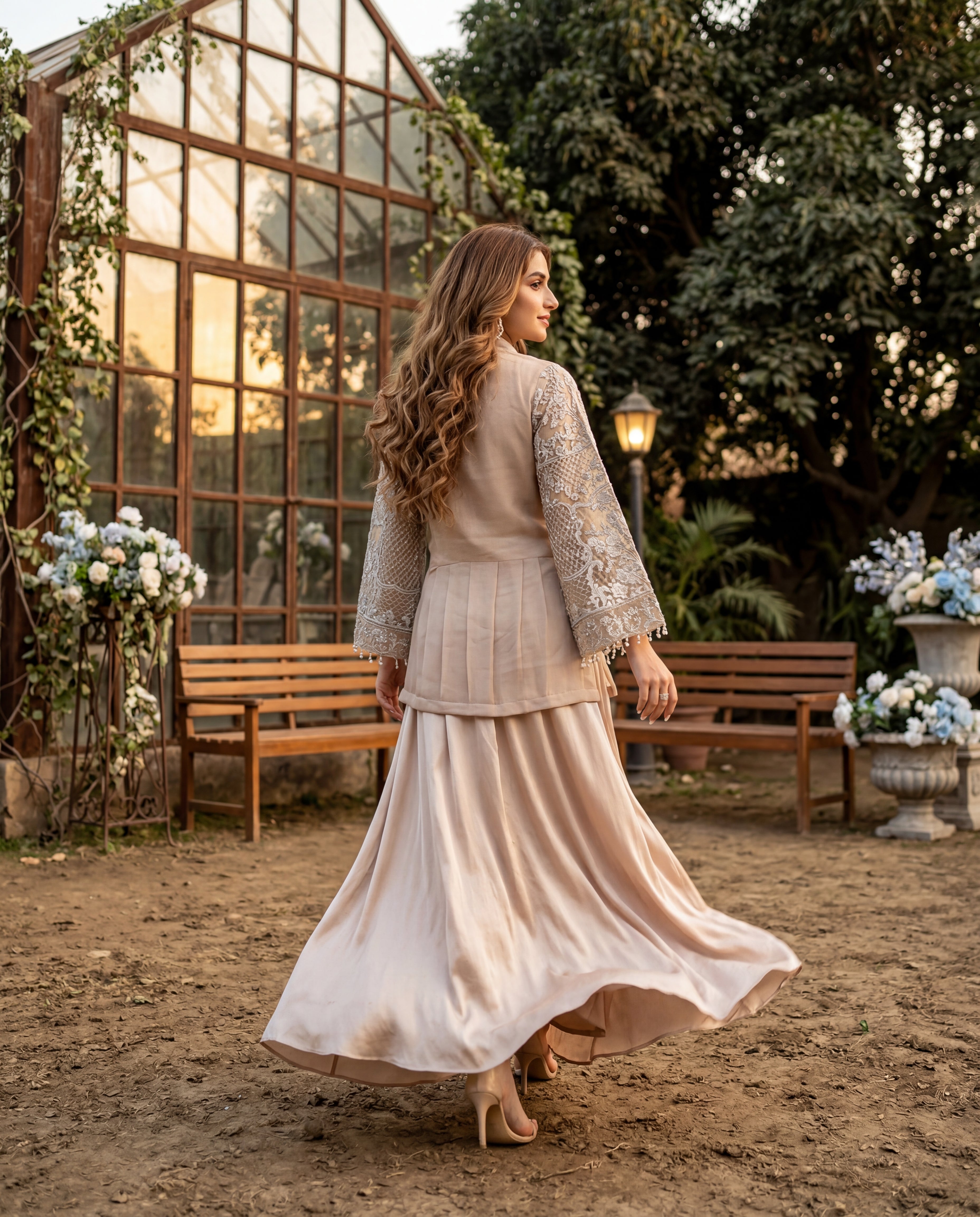 Embroidered Jacket With Skirt