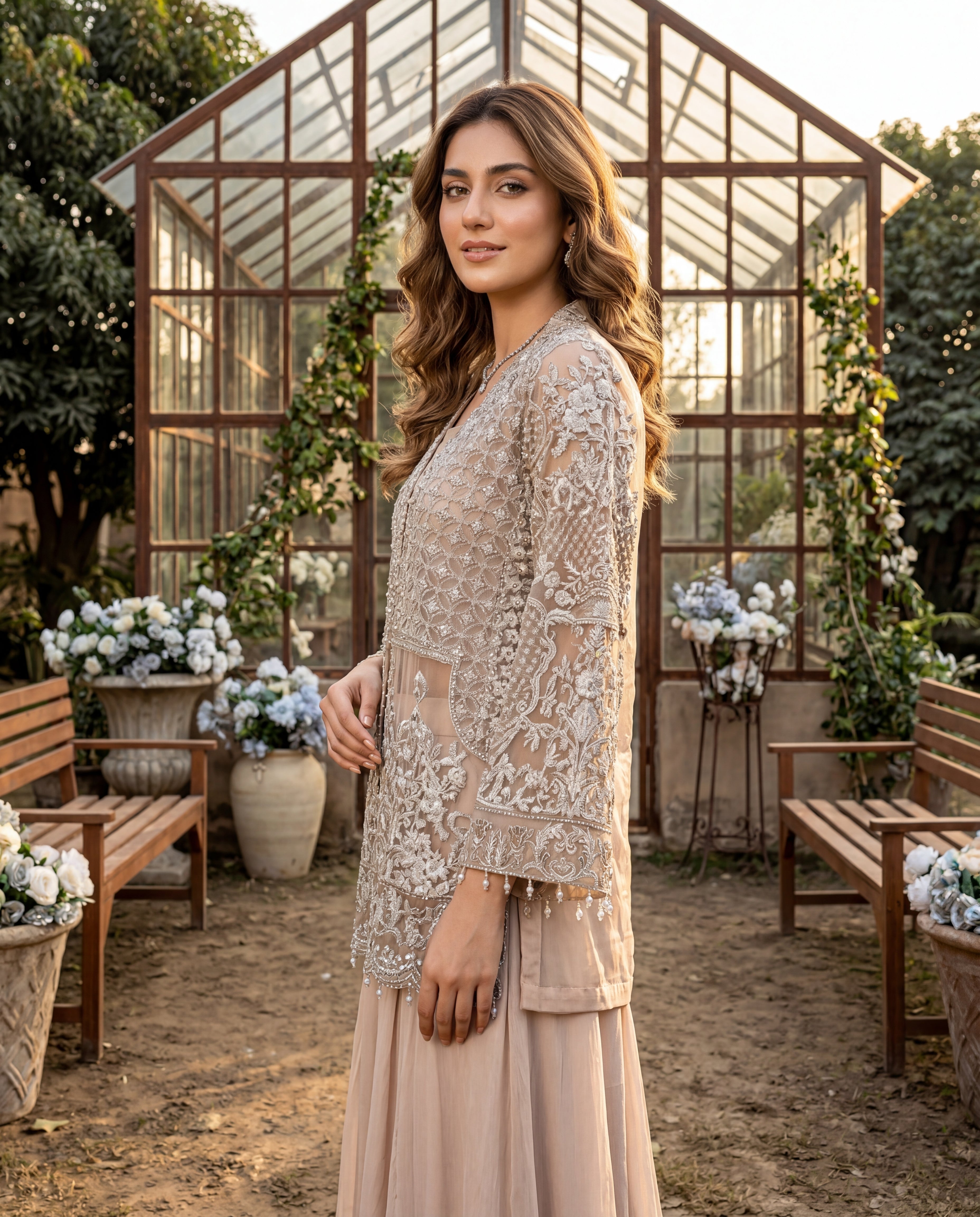 Embroidered Jacket With Skirt