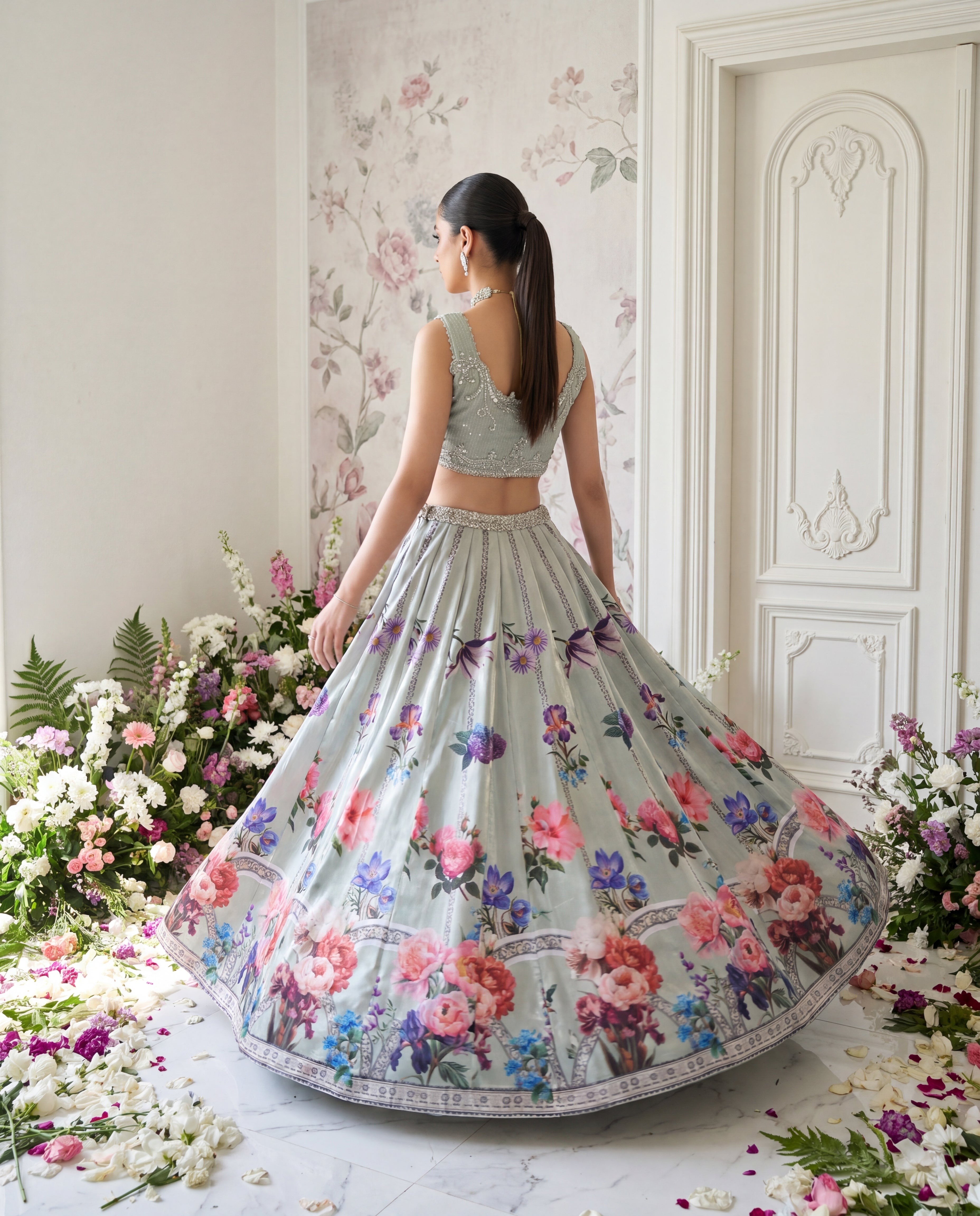 Unstitched The Mint Blossom Lehenga Set
