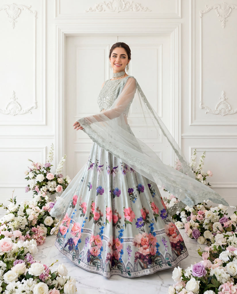 Unstitched The Mint Blossom Lehenga Set