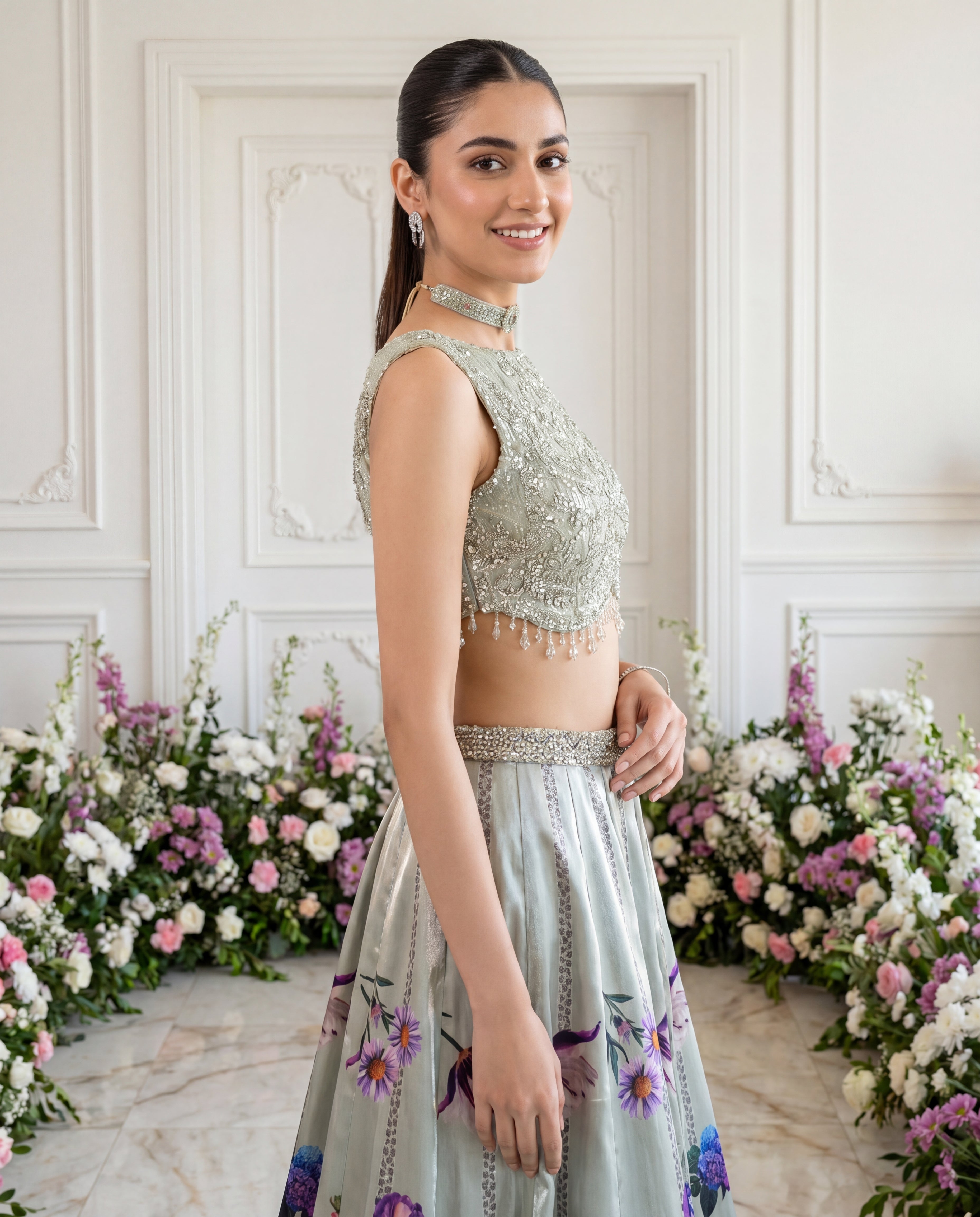 Unstitched The Mint Blossom Lehenga Set