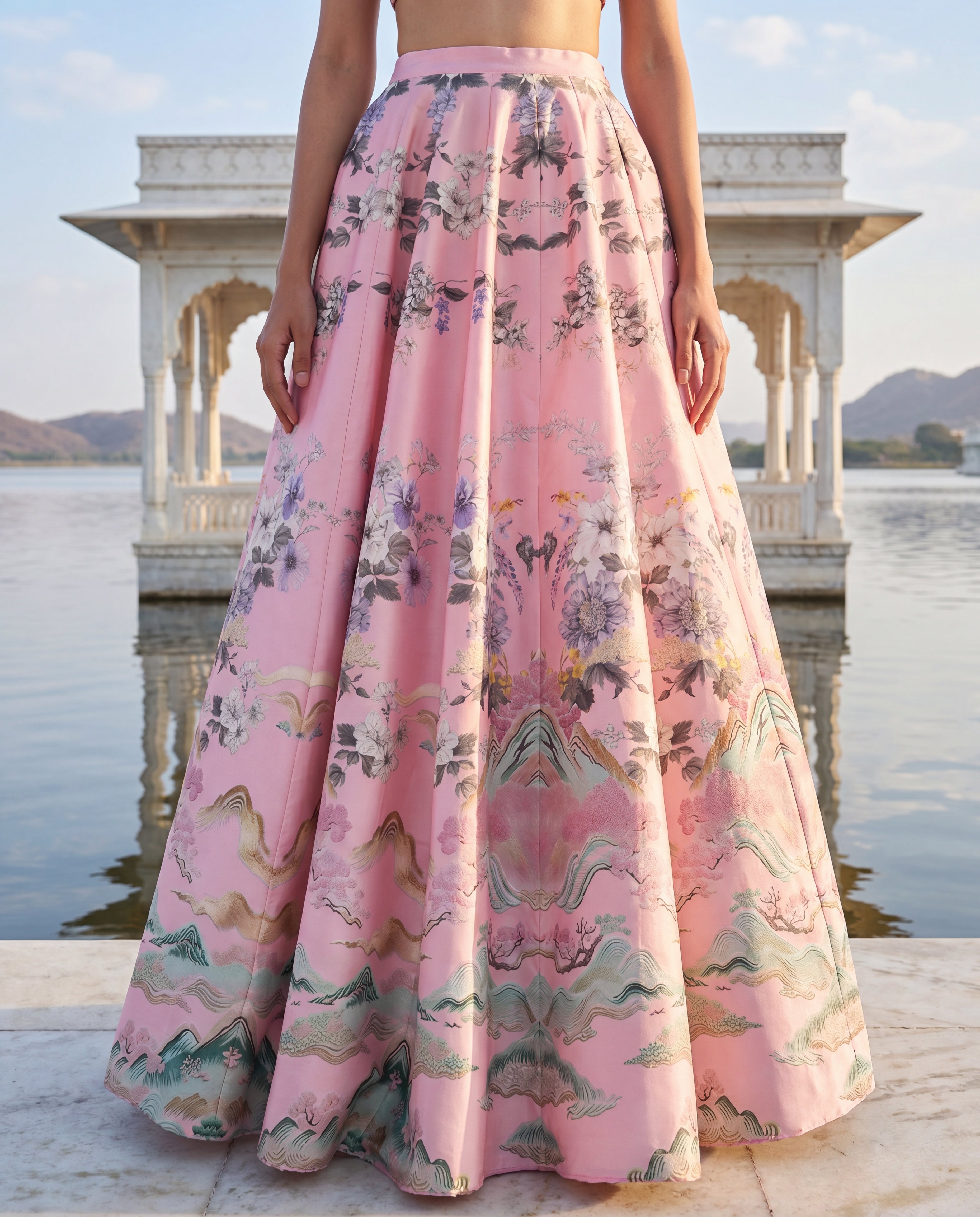 Blush Pink Floral Lehenga Set