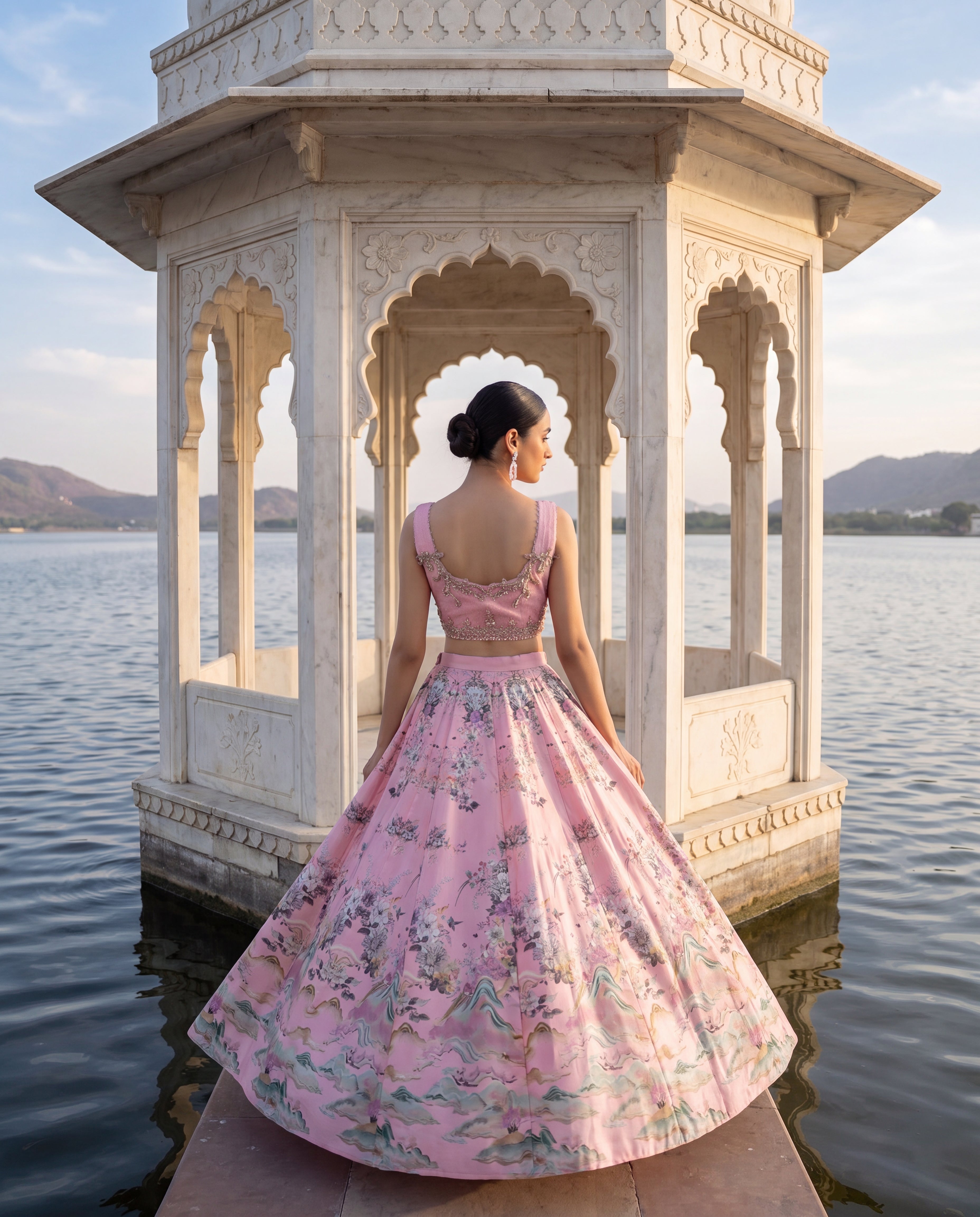 Blush Pink Floral Lehenga Set