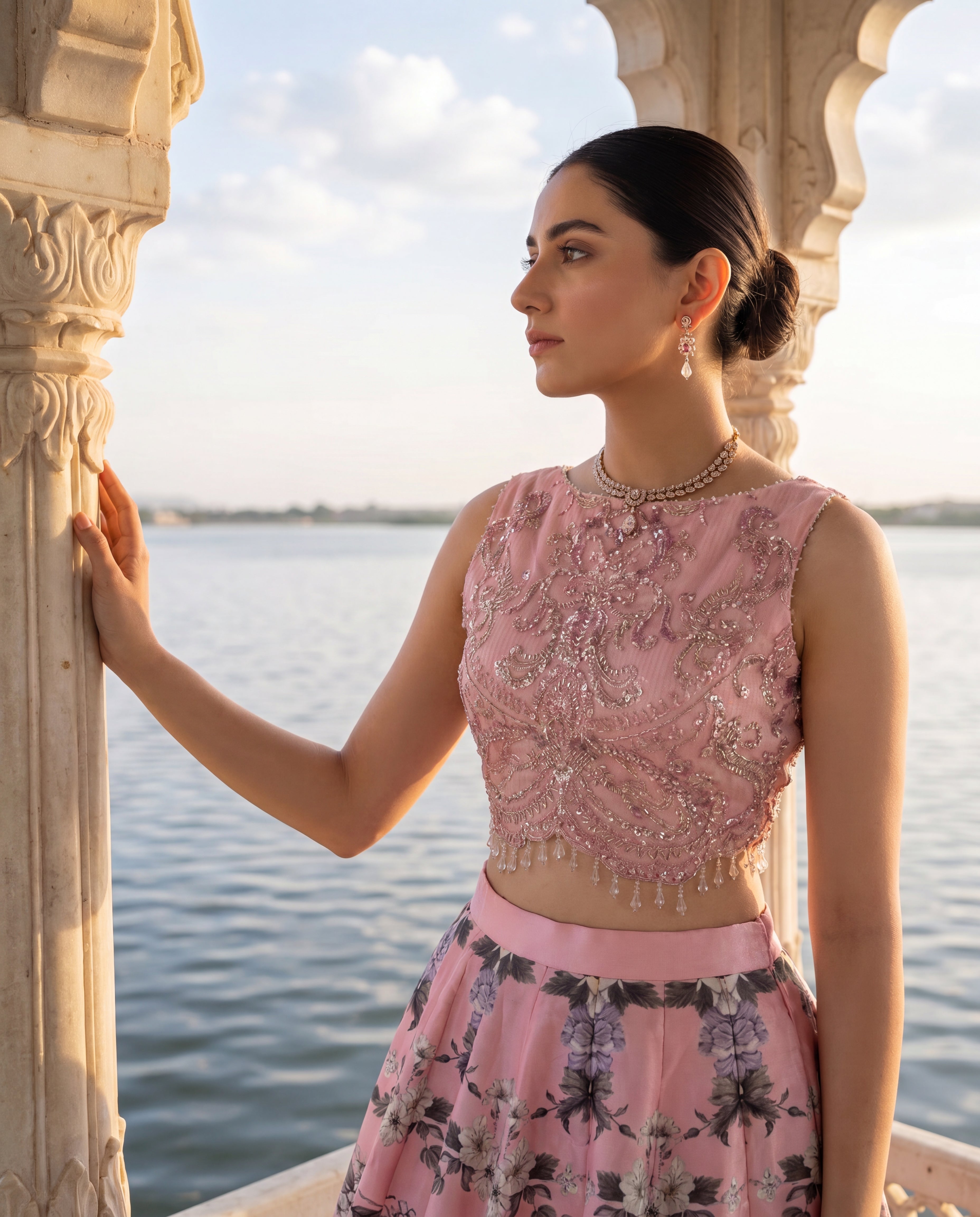 Blush Pink Floral Lehenga Set