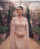 Net Embroidered Dress With Cape (RTW)