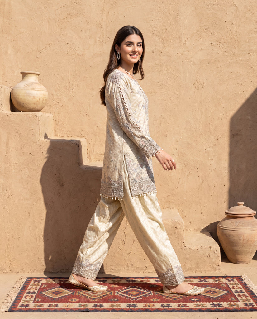 Unstitched The Sage Whisper Embroidered Shalwar Kameez Set
