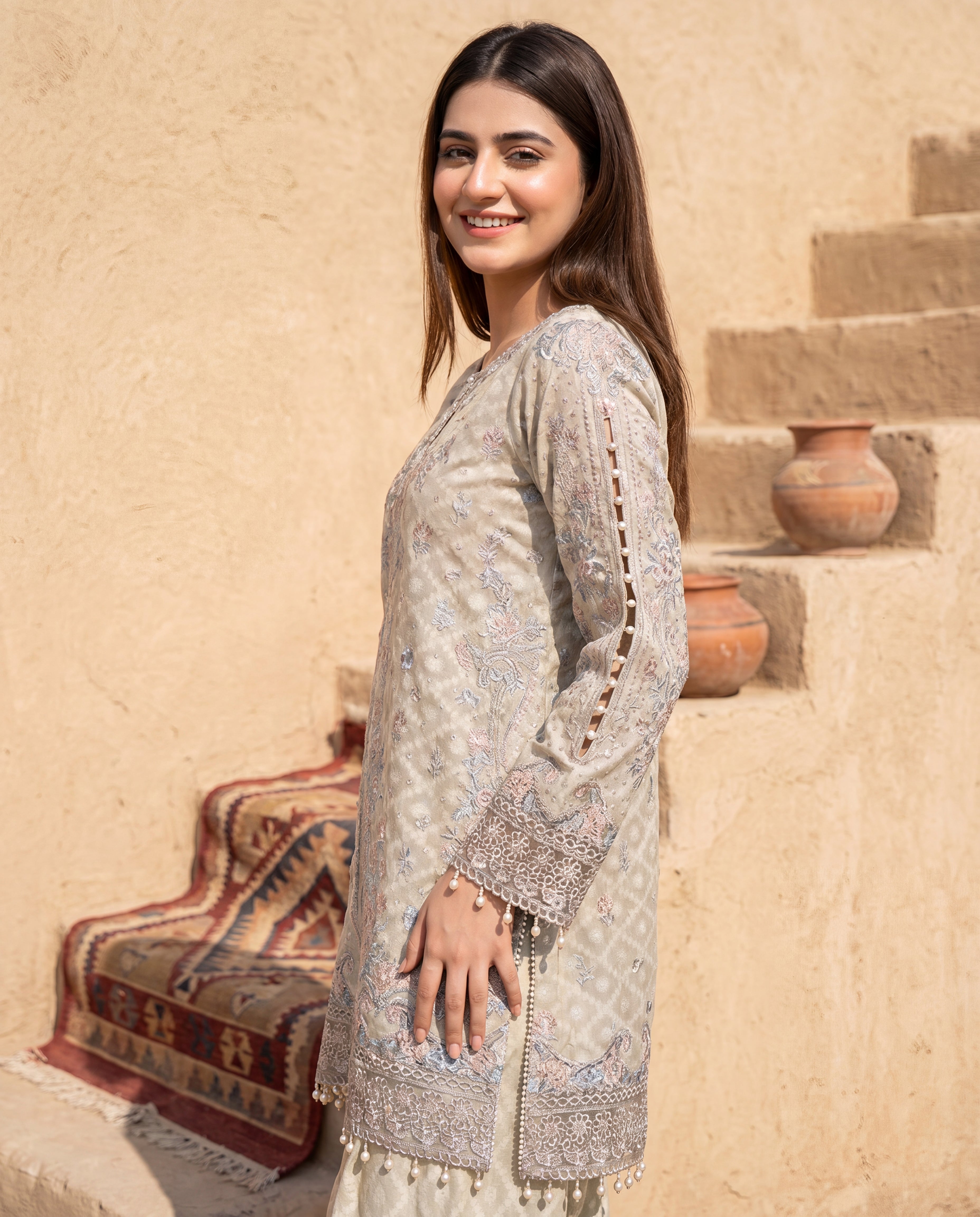 The Sage Whisper Embroidered Shalwar Kameez Set