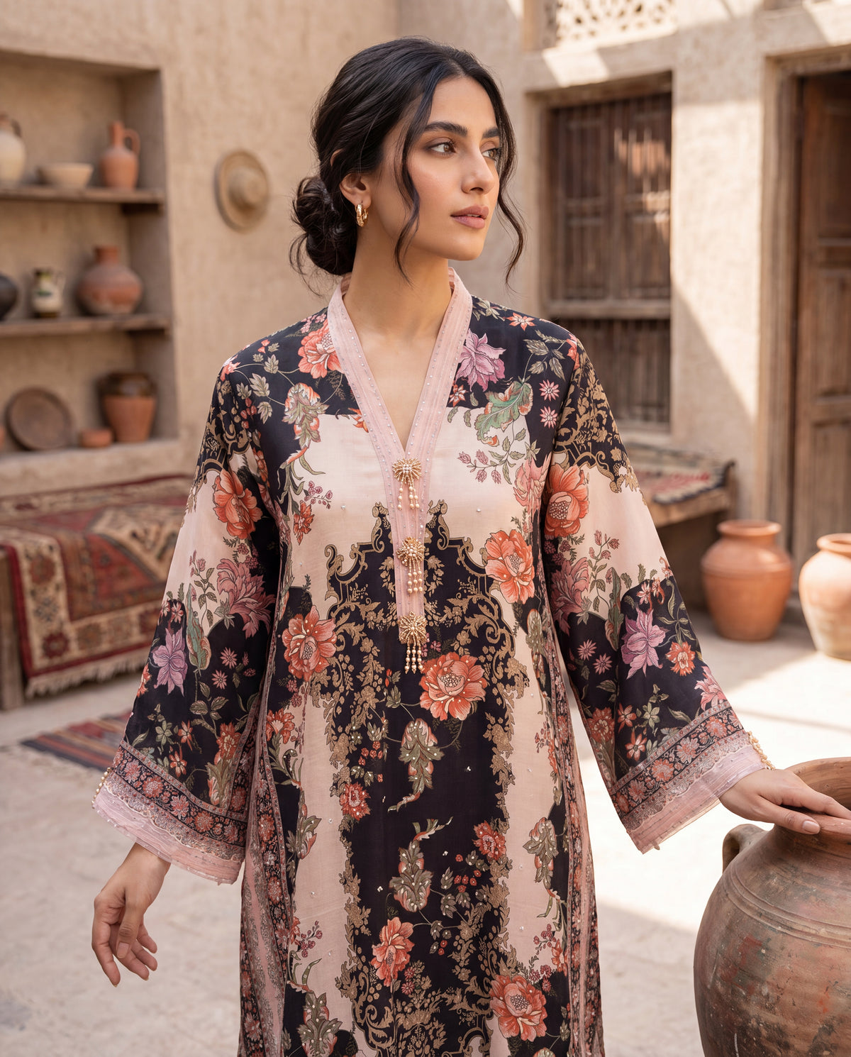 Rosewood Noir Kaftan (RTW 1PC)