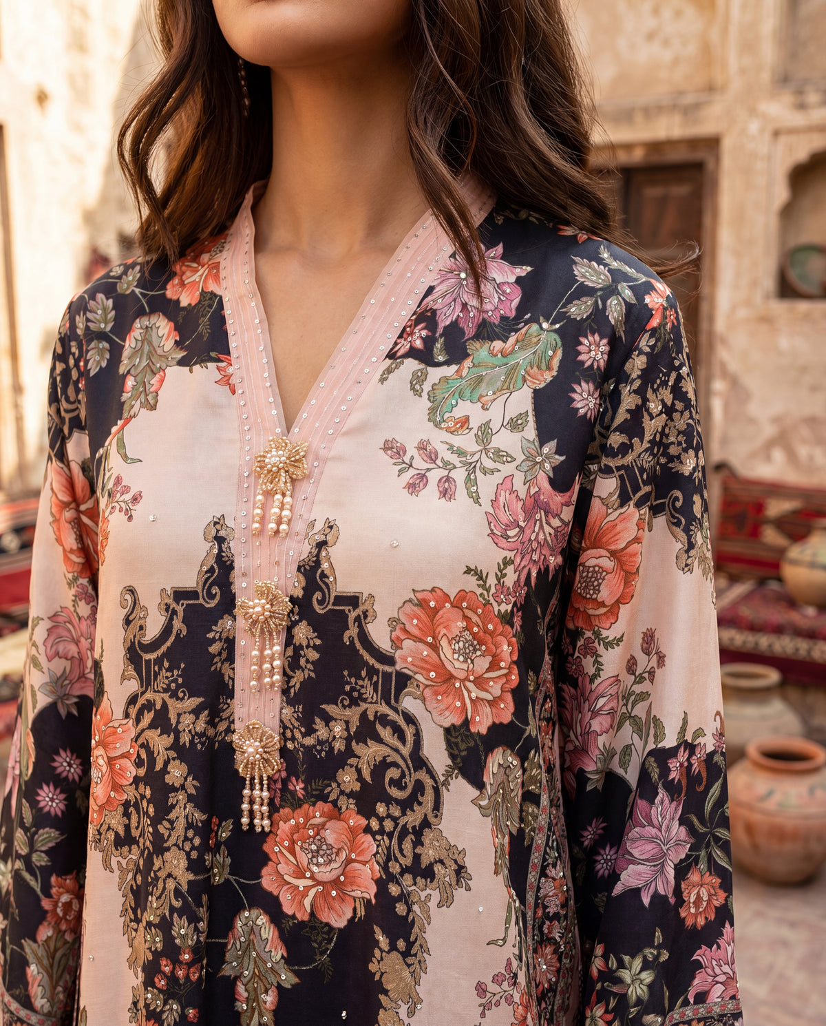 Rosewood Noir Kaftan (RTW 1PC)