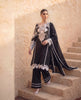 Monochrome embroidered Black Lawn Kurta with Pant and Dupatta