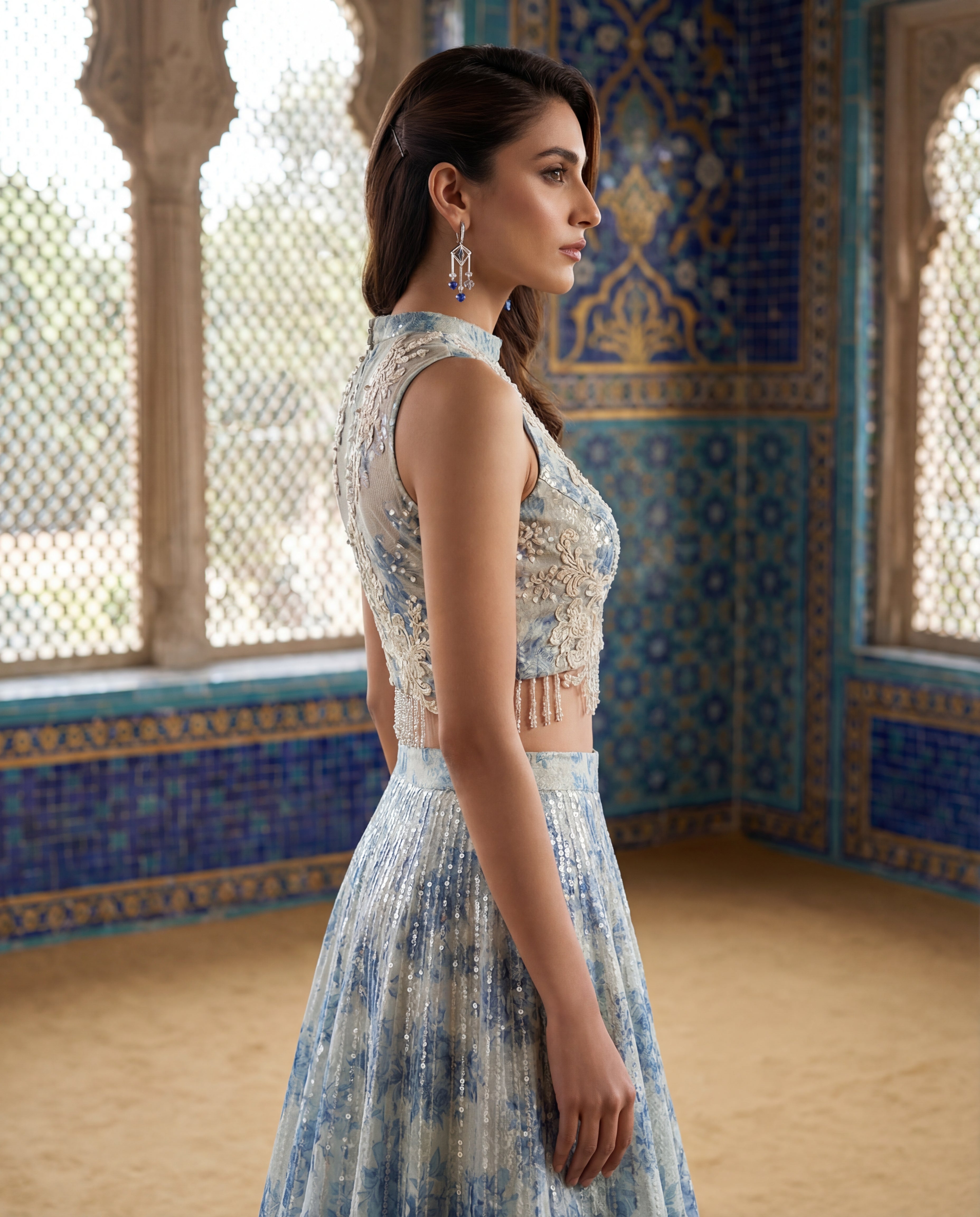 The Azure Bloom Sequin Lehenga Choli
