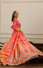 Net Embroidered Blouse With Printed Lehenga