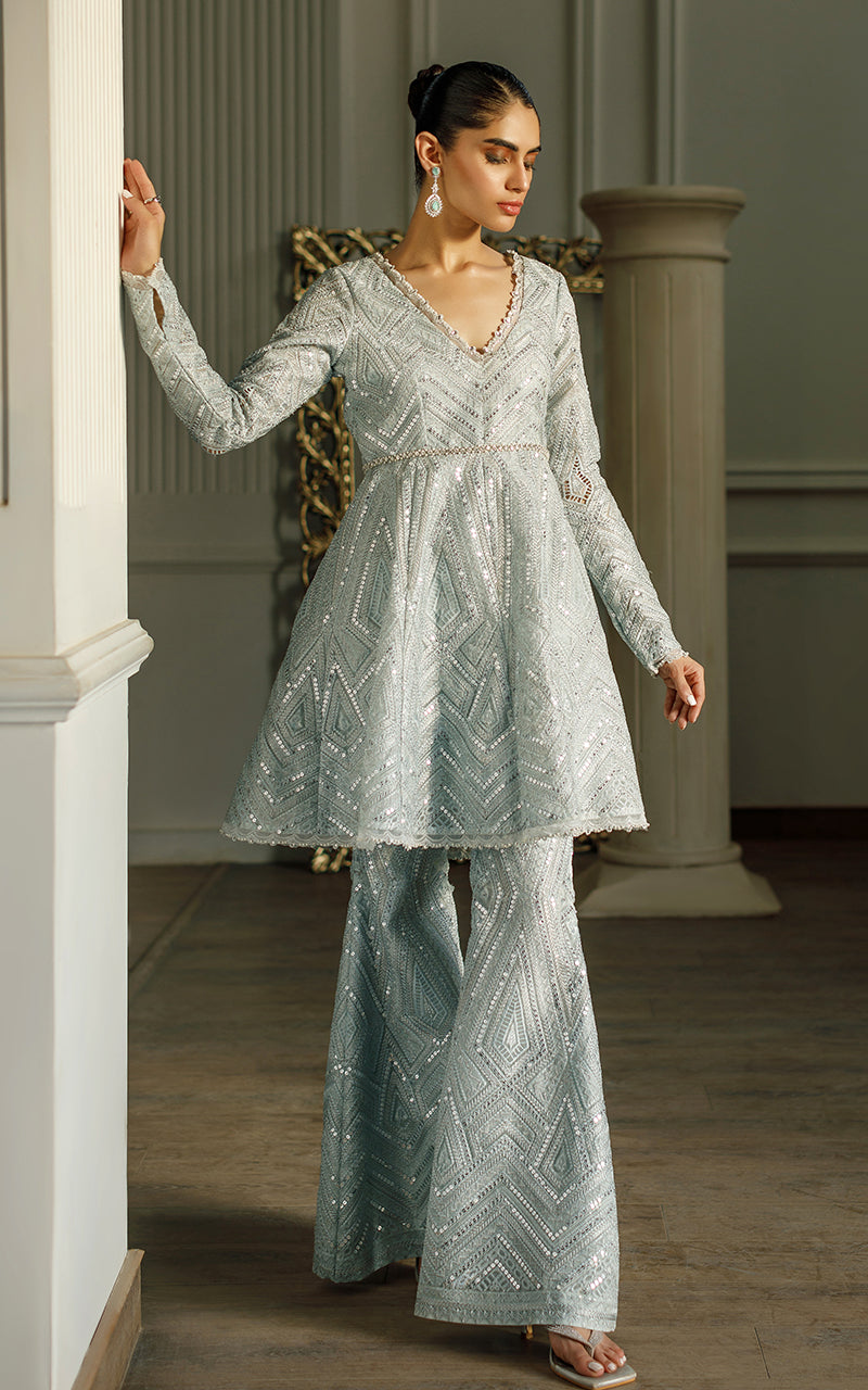Unstitched Organza Embroidered Peplum