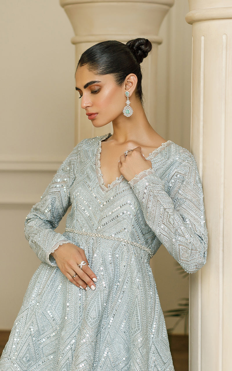 Unstitched Organza Embroidered Peplum