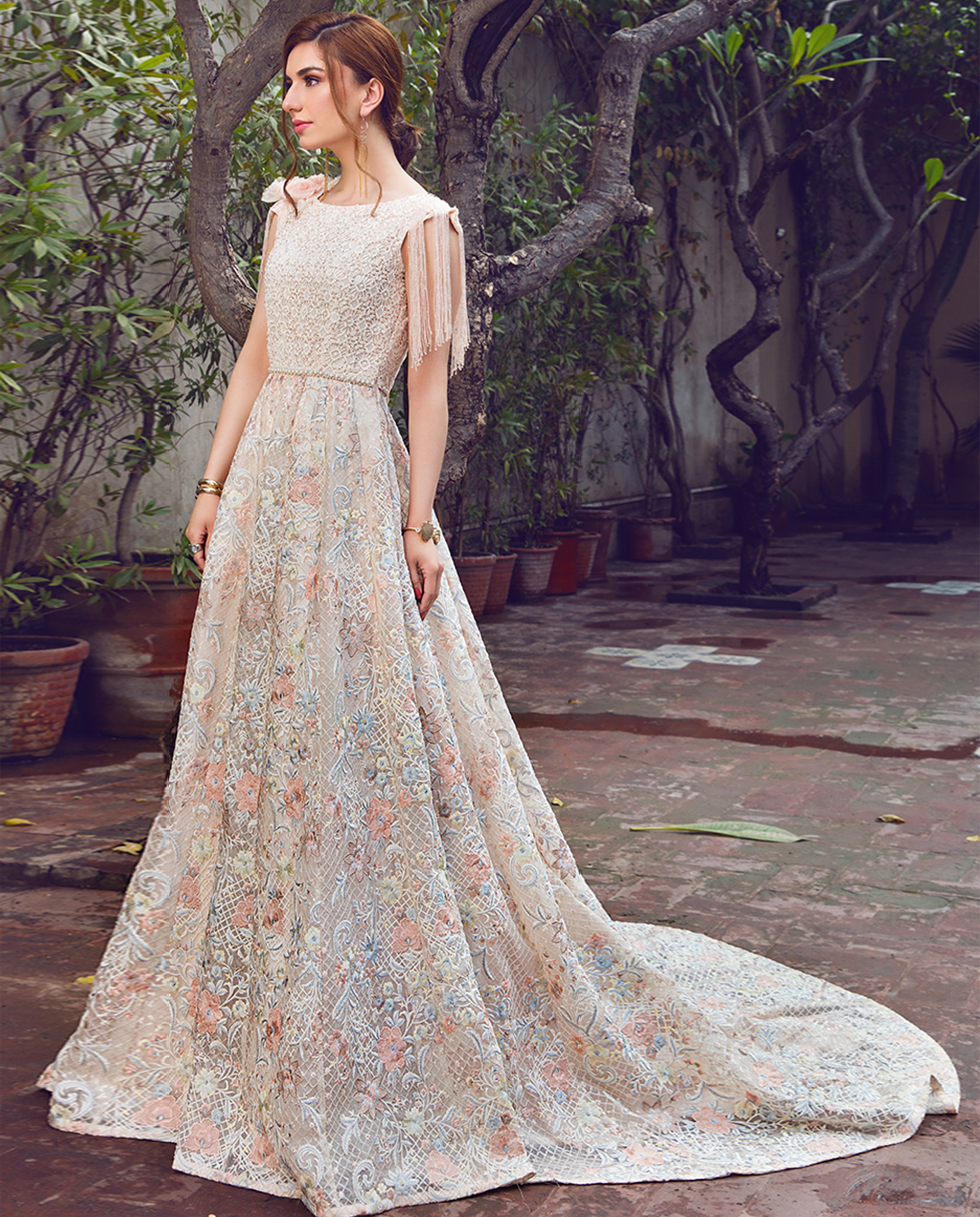 Unstitched Organza Embroidered Dress