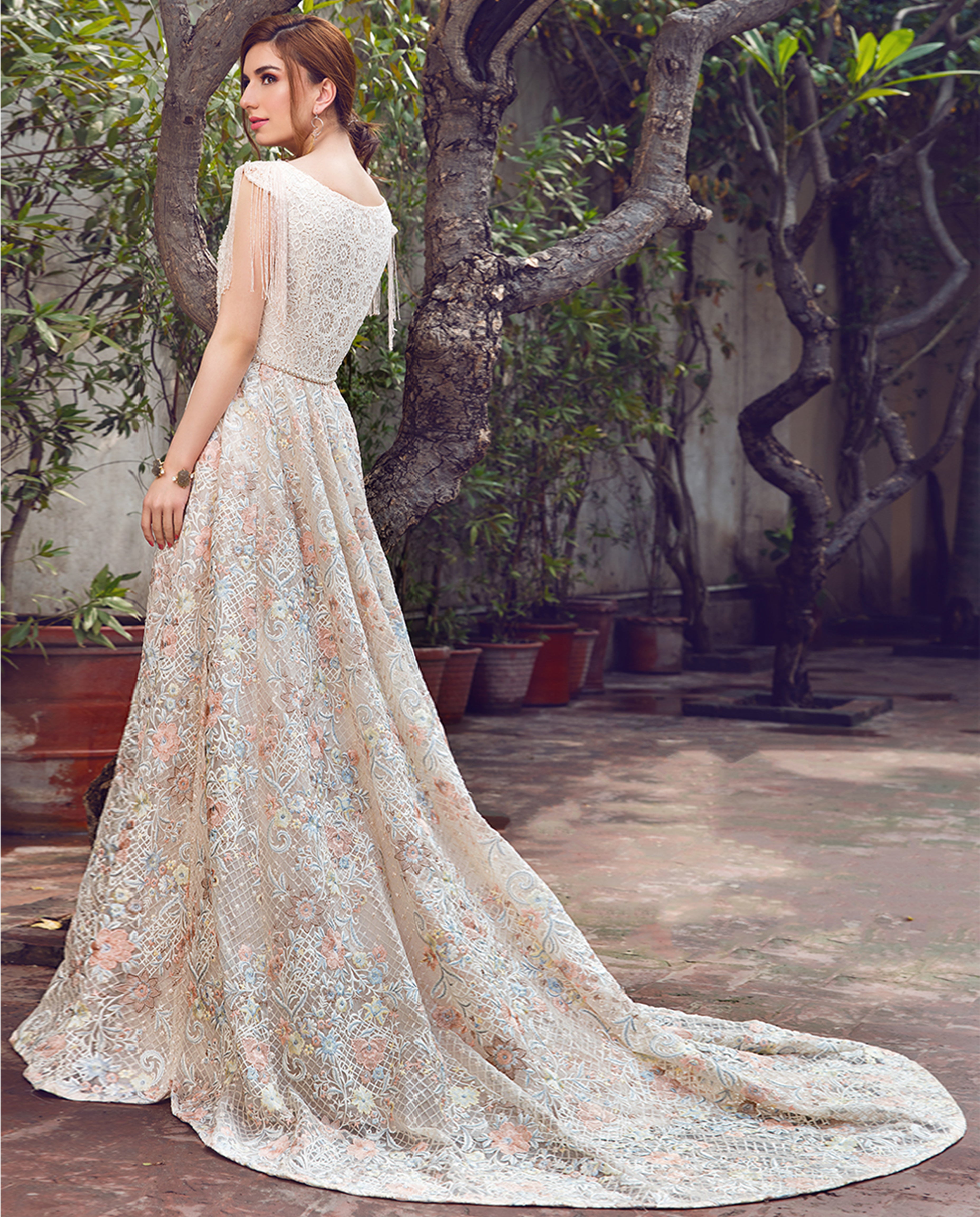Unstitched Organza Embroidered Dress
