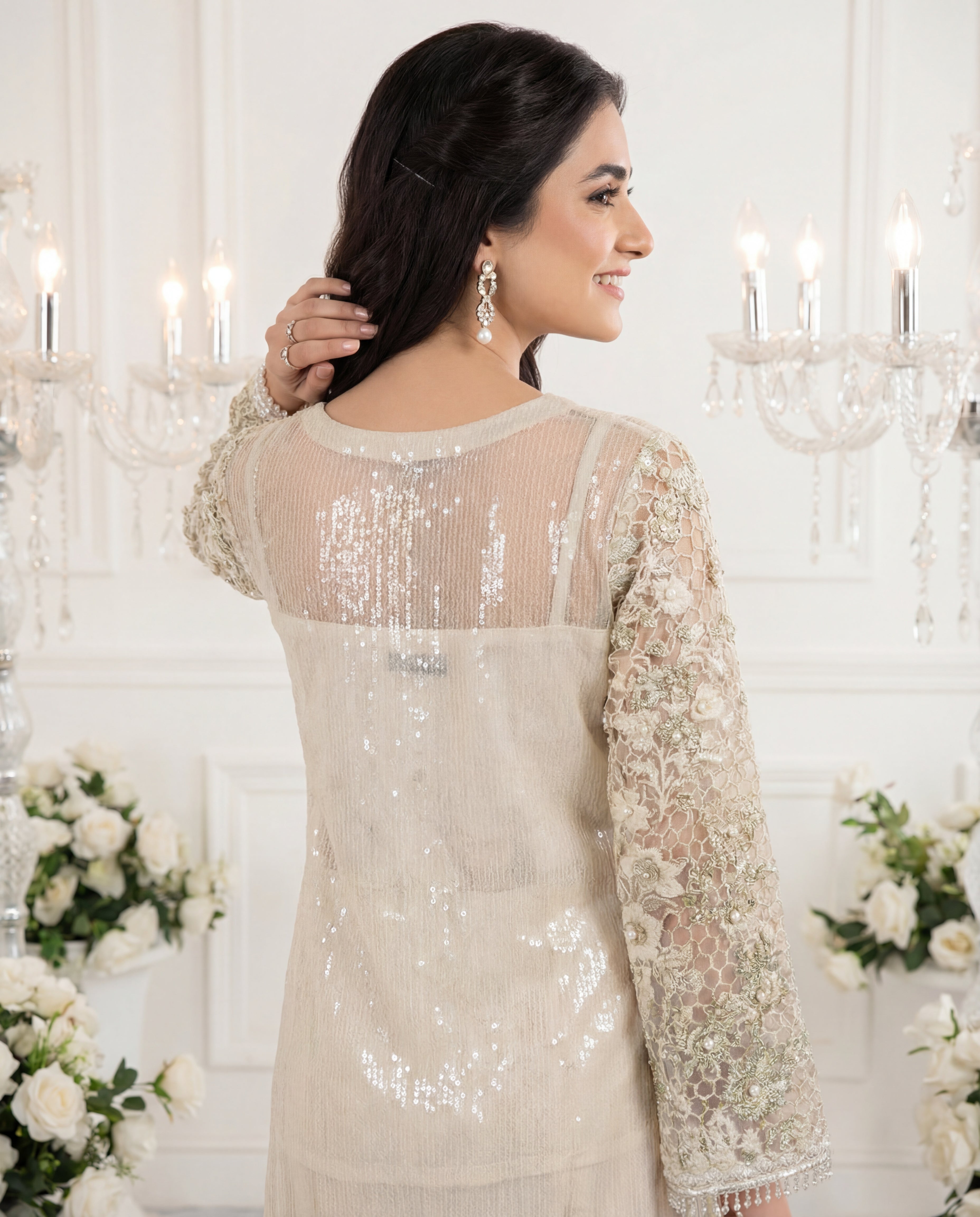 Unstitched Ethereal Pearl Attire