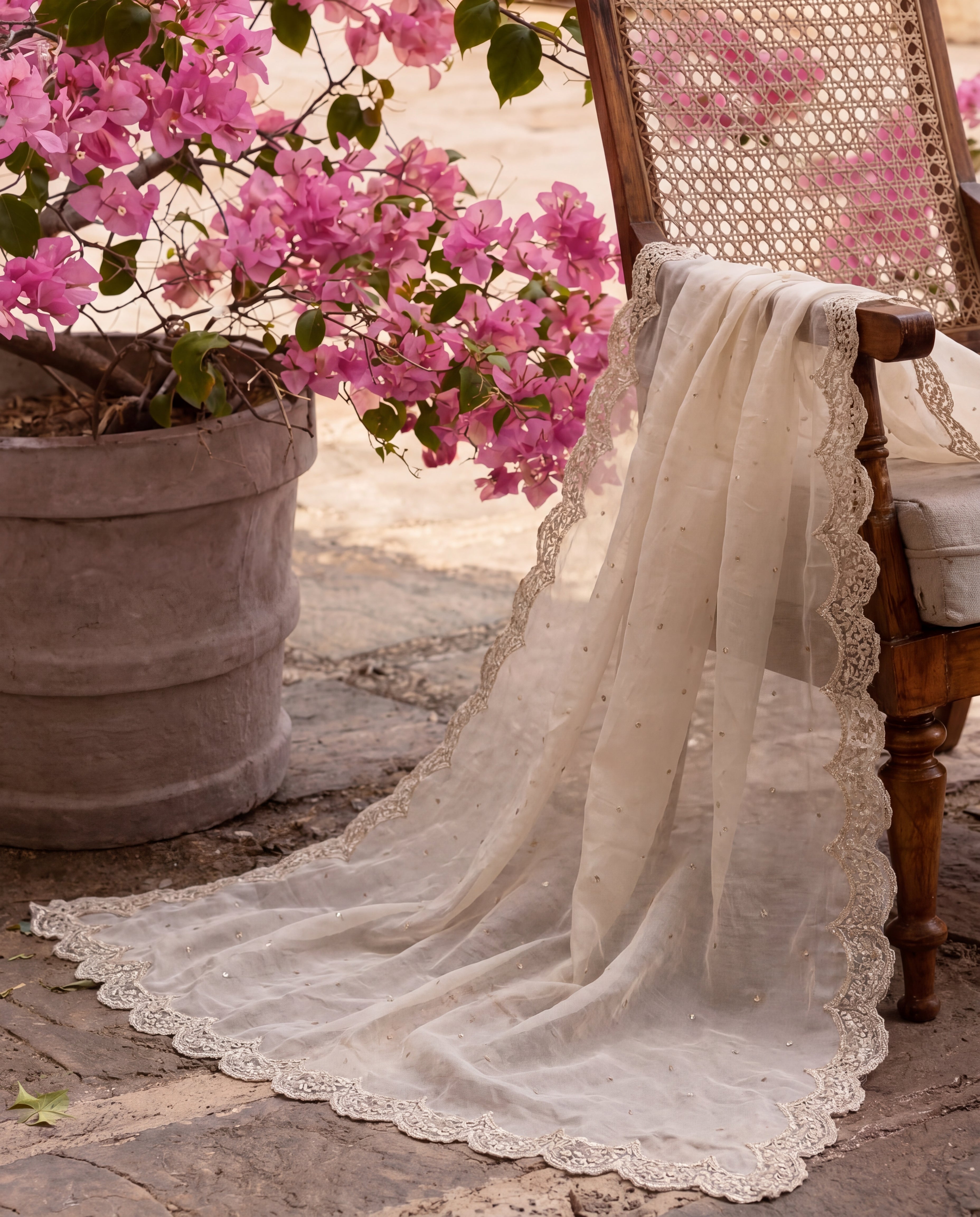 Scallop Organza Dupatta