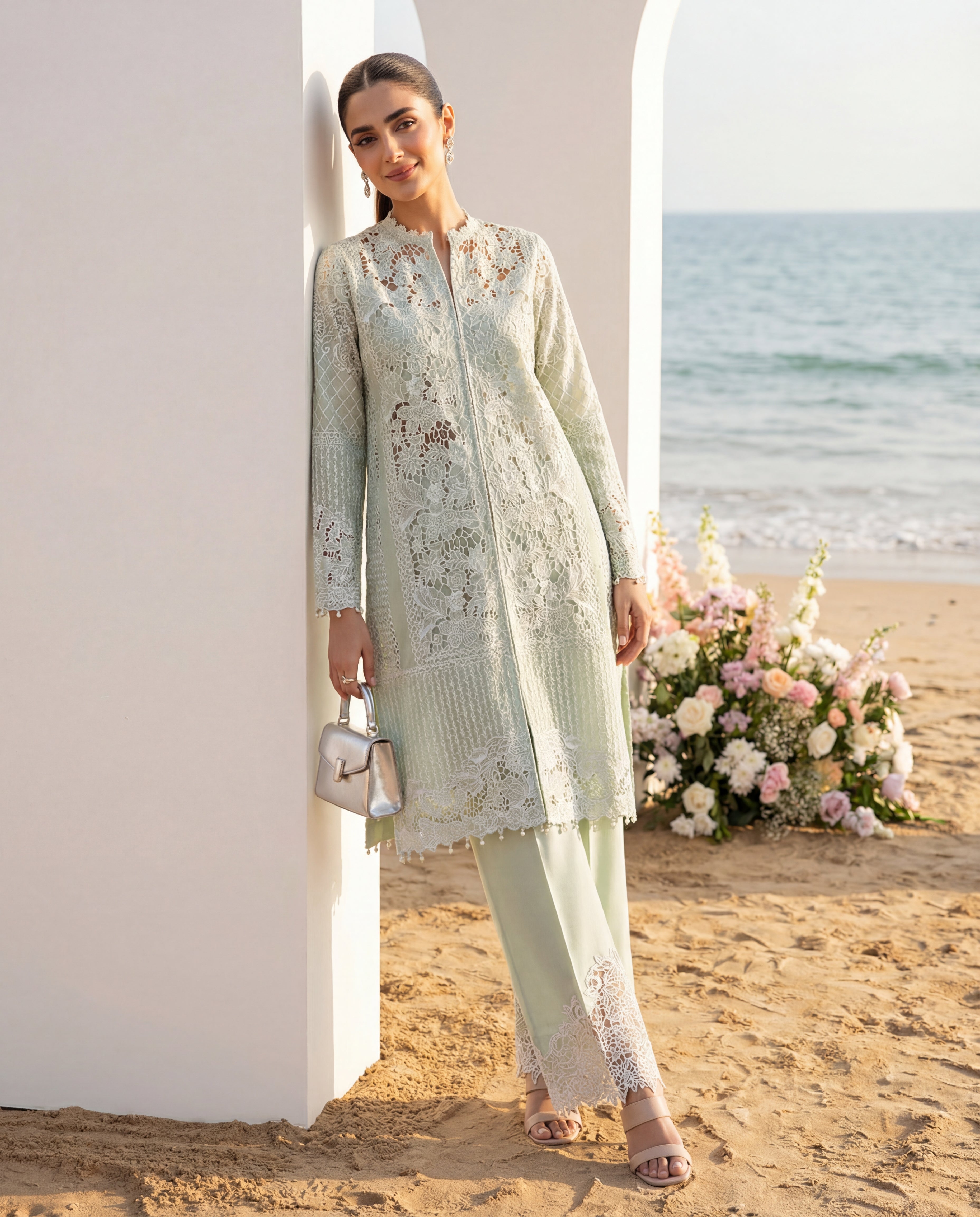 The Serene Shoreline – Luxe Cutwork Edition