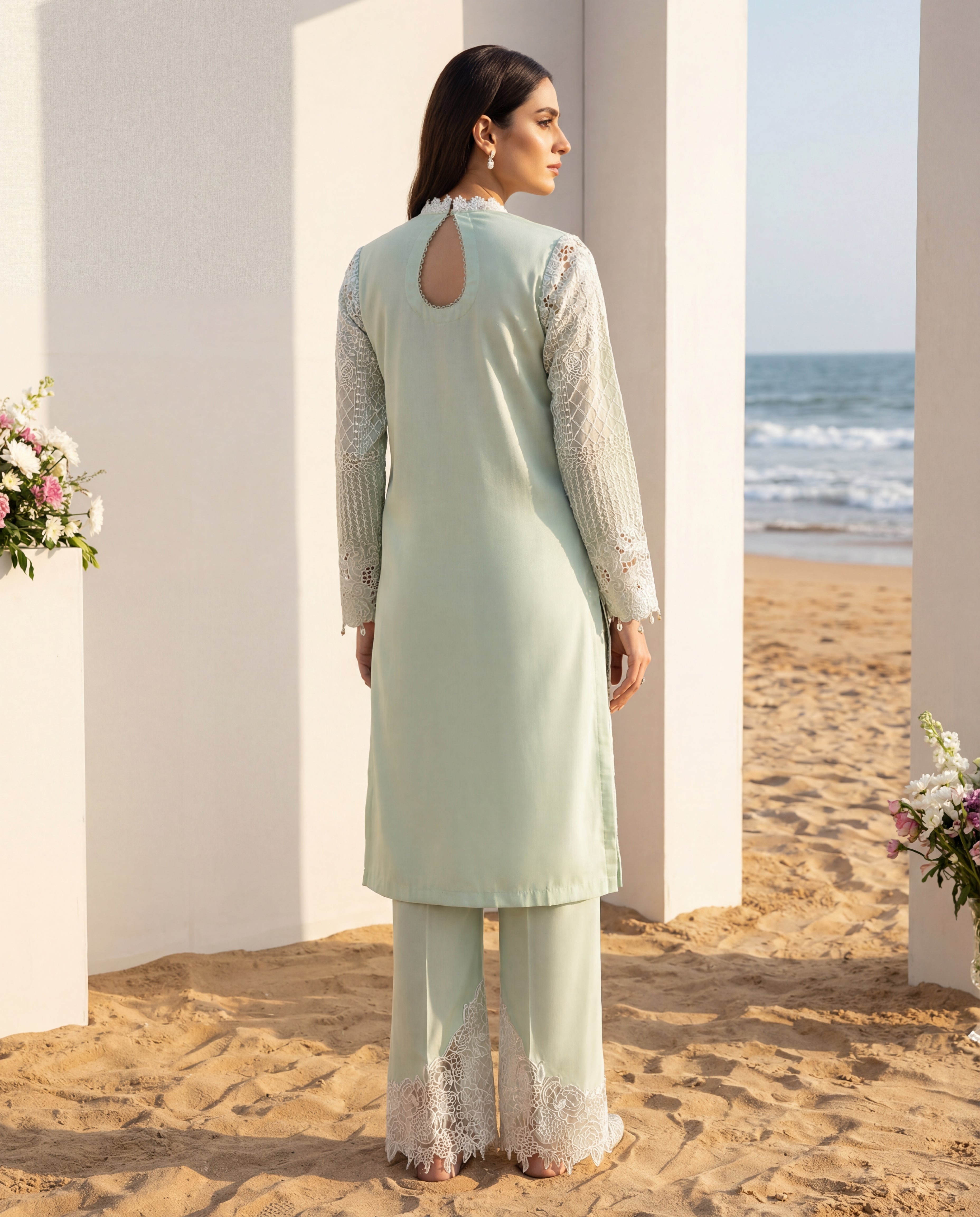 The Serene Shoreline – Luxe Cutwork Edition