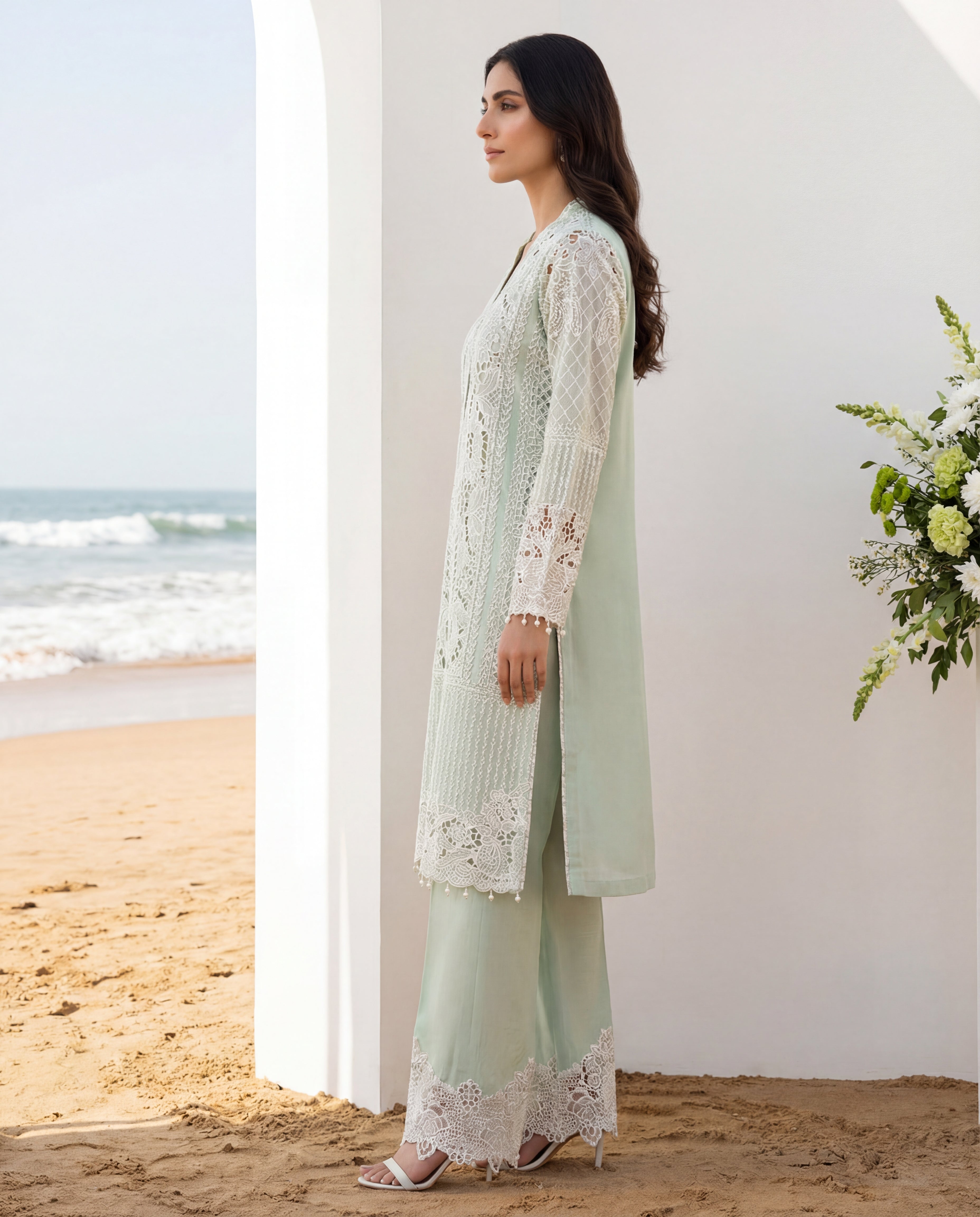 The Serene Shoreline – Luxe Cutwork Edition