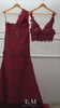 Deep Ruby Floral Embroidered Skirt Saree