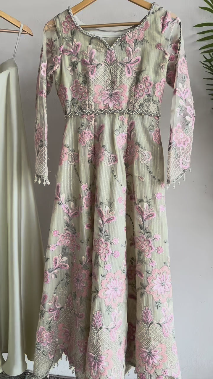 Celadon Blossom Peplum Dhaka Set