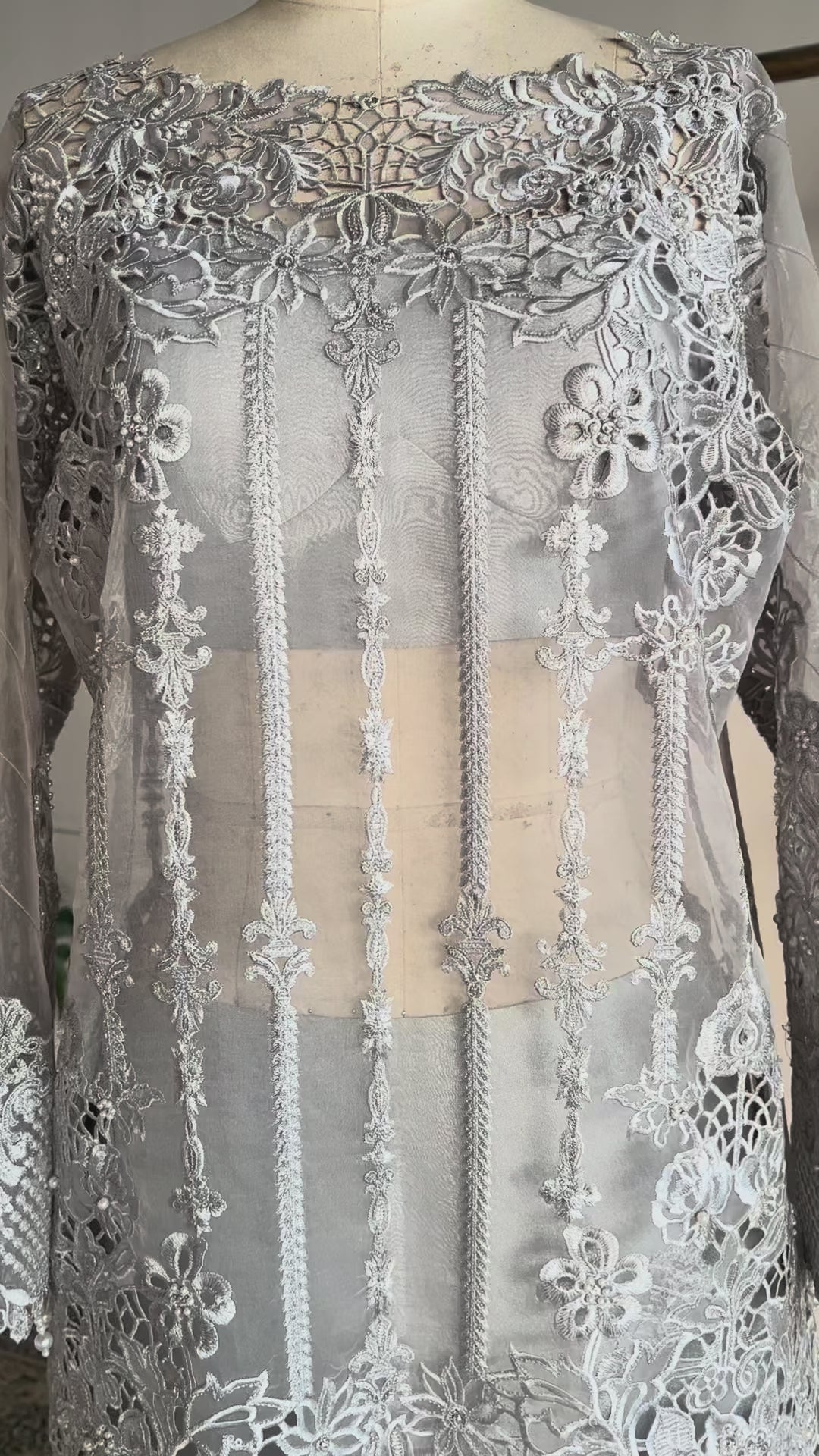 Frost Argent Cutwork Gharara Set