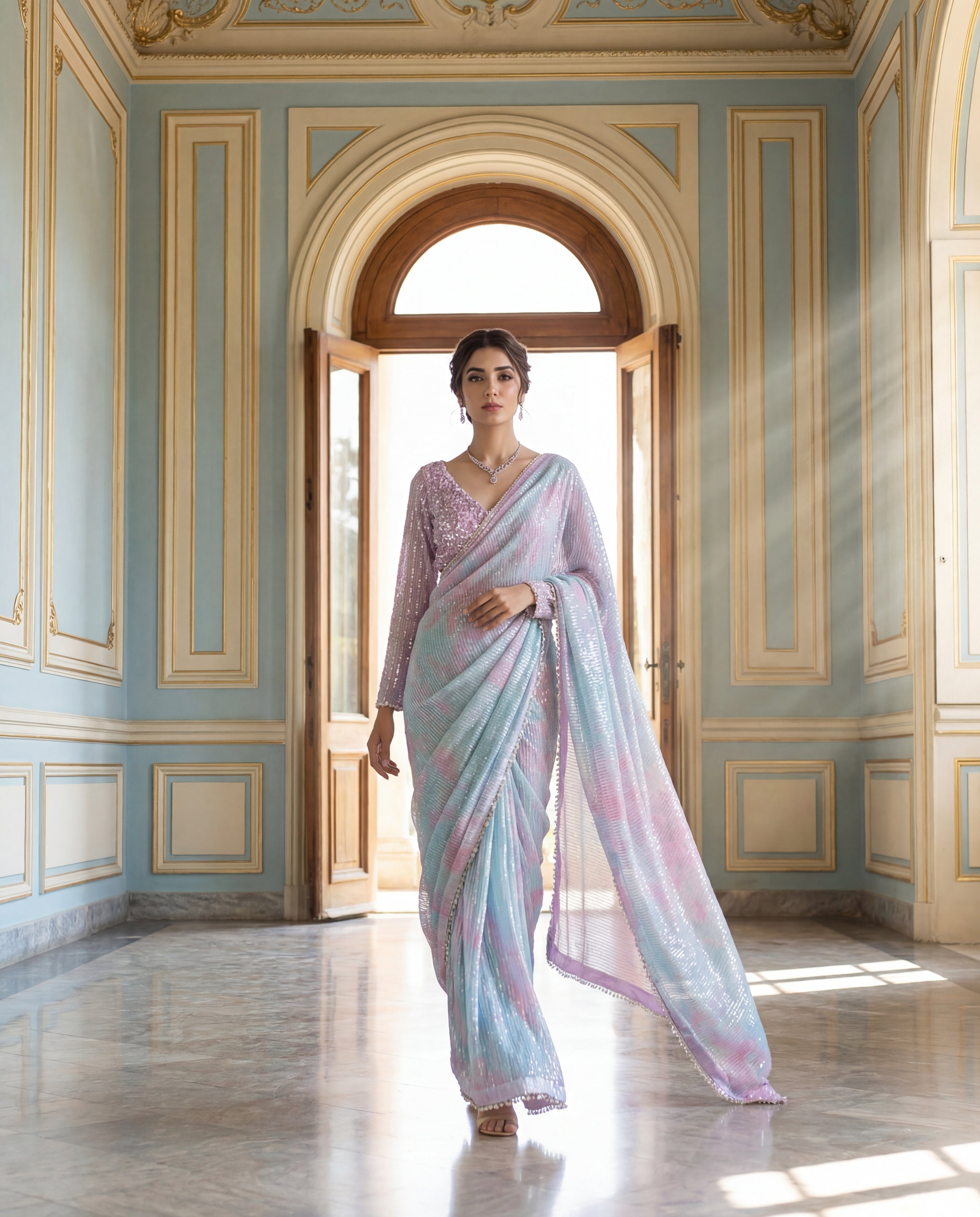Unstitched Mint Opulence Saree