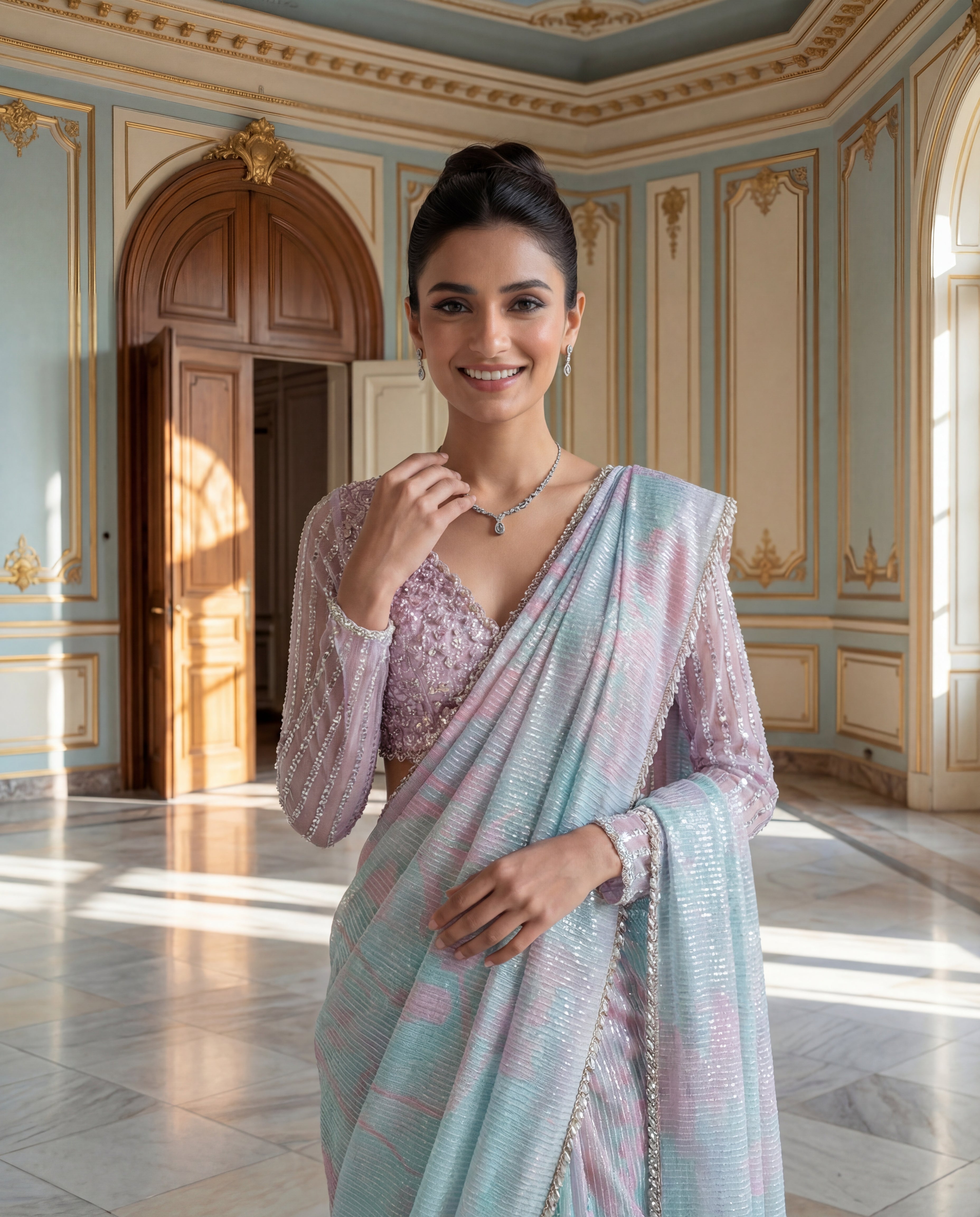 Unstitched Mint Opulence Saree