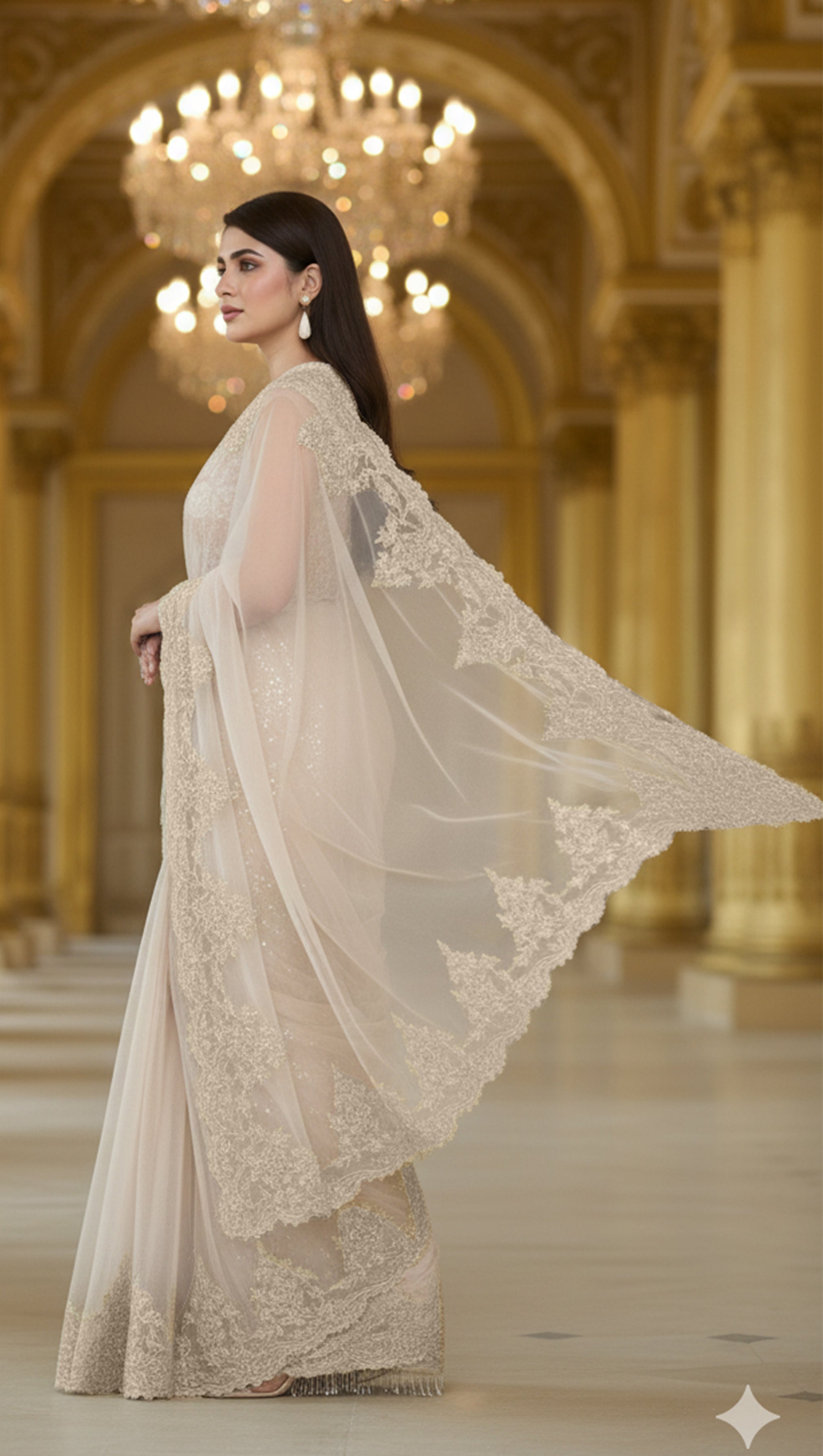 Net Embroidered Saree