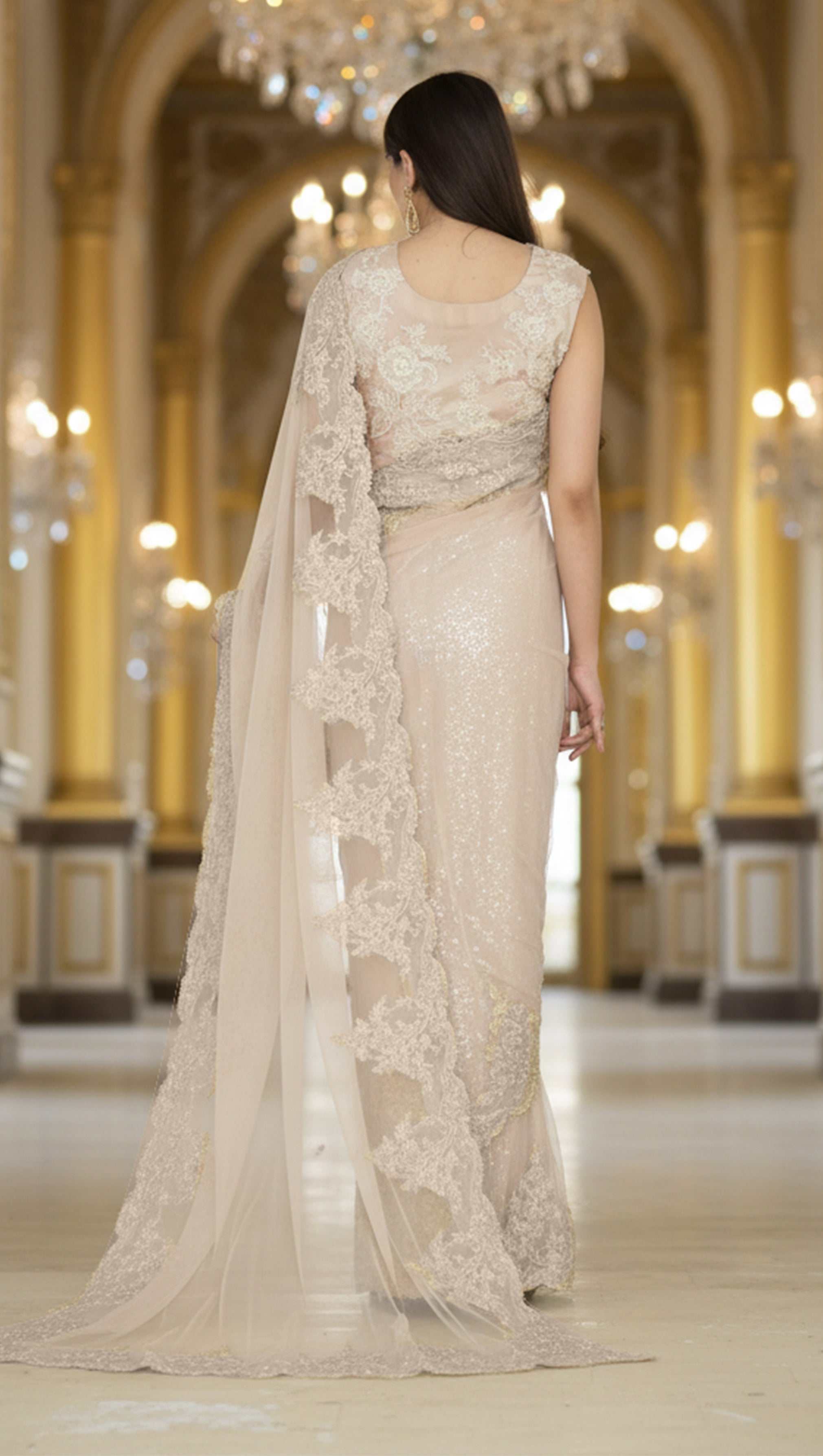 Net Embroidered Saree