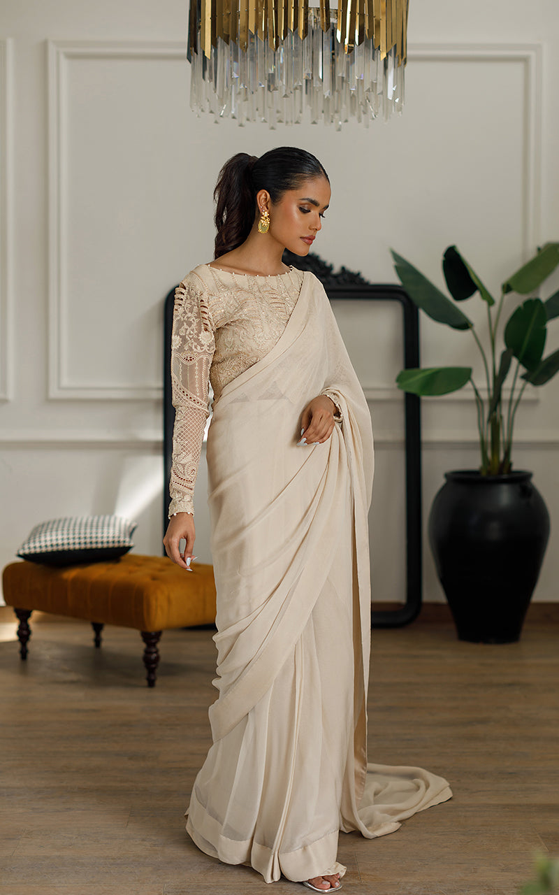 Unstitched Embroidered Saree