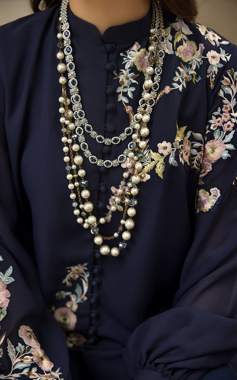 Chiffon Embroidered Top With Trouser