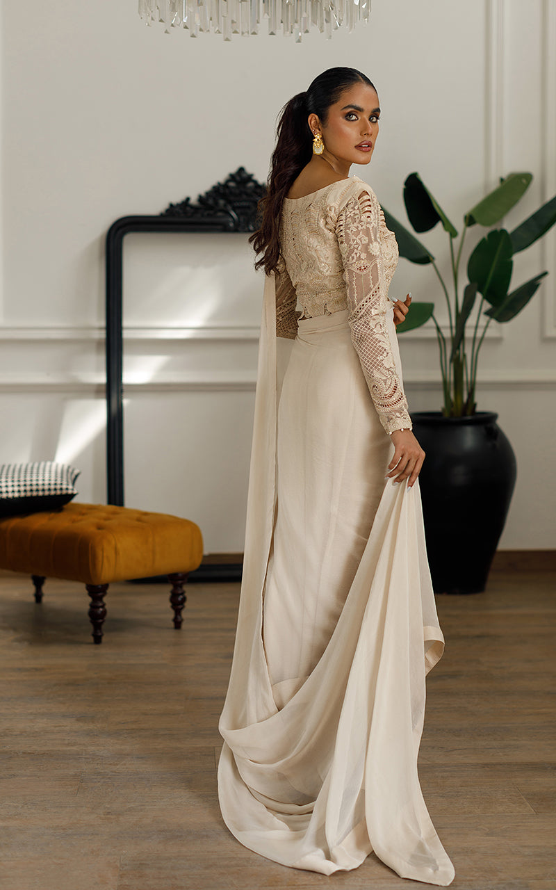 Unstitched Embroidered Saree