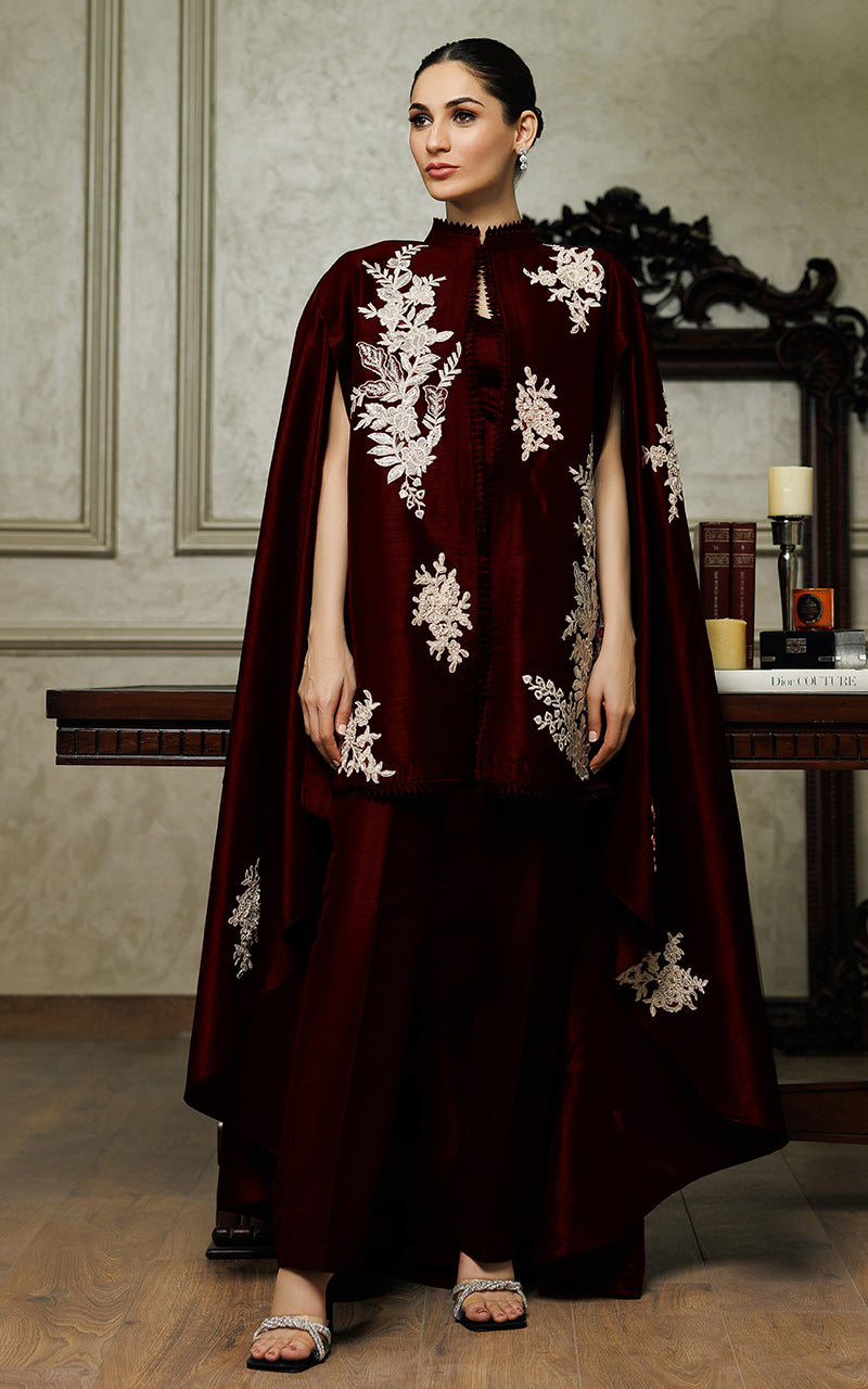 Embroidered Cape With Trouser