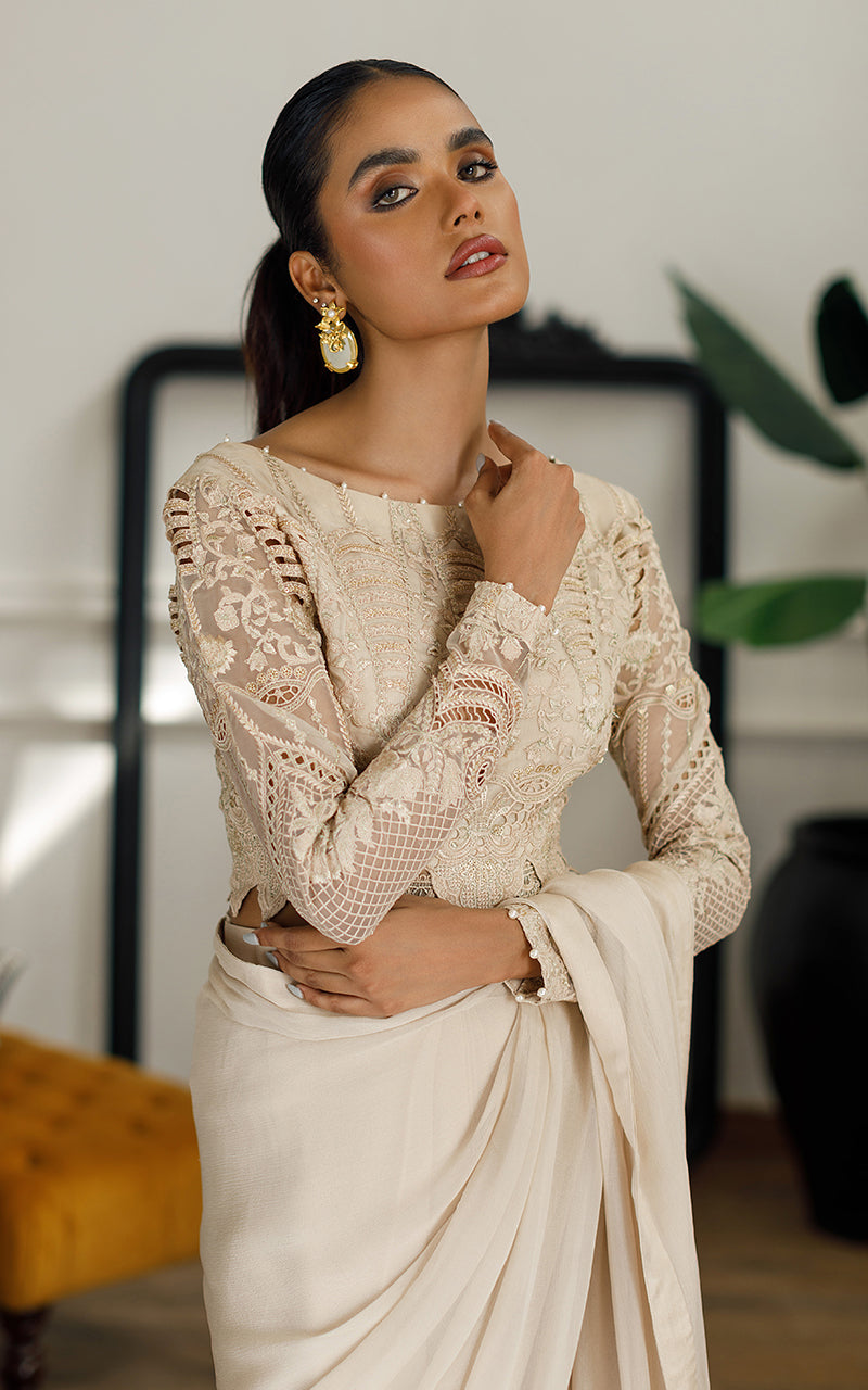Unstitched Embroidered Saree